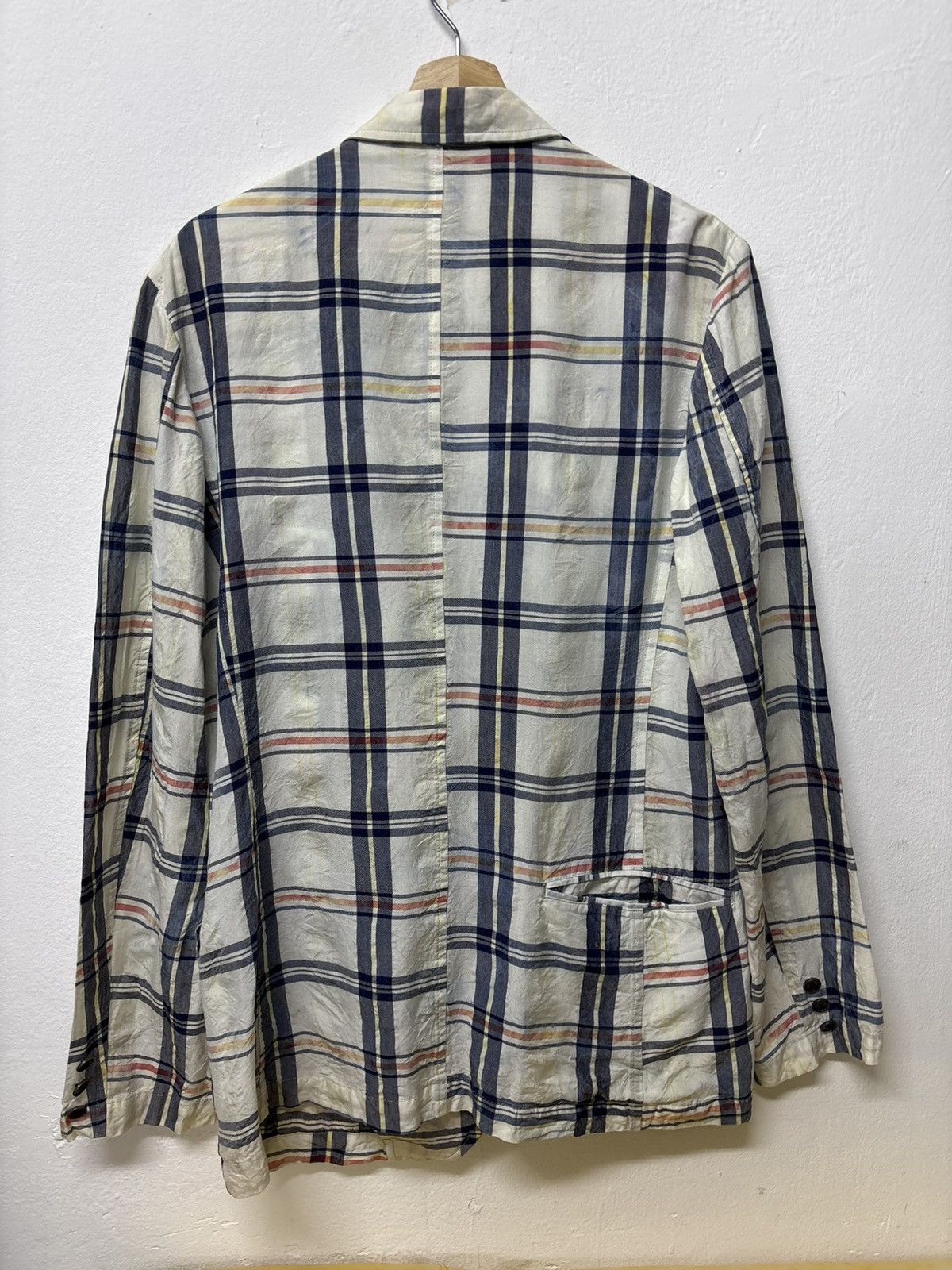 Yohji Yamamoto Vintage Rayon Yohji Yamamoto Ys Blazer Plaid Patchwork Size 50R - 17 Thumbnail