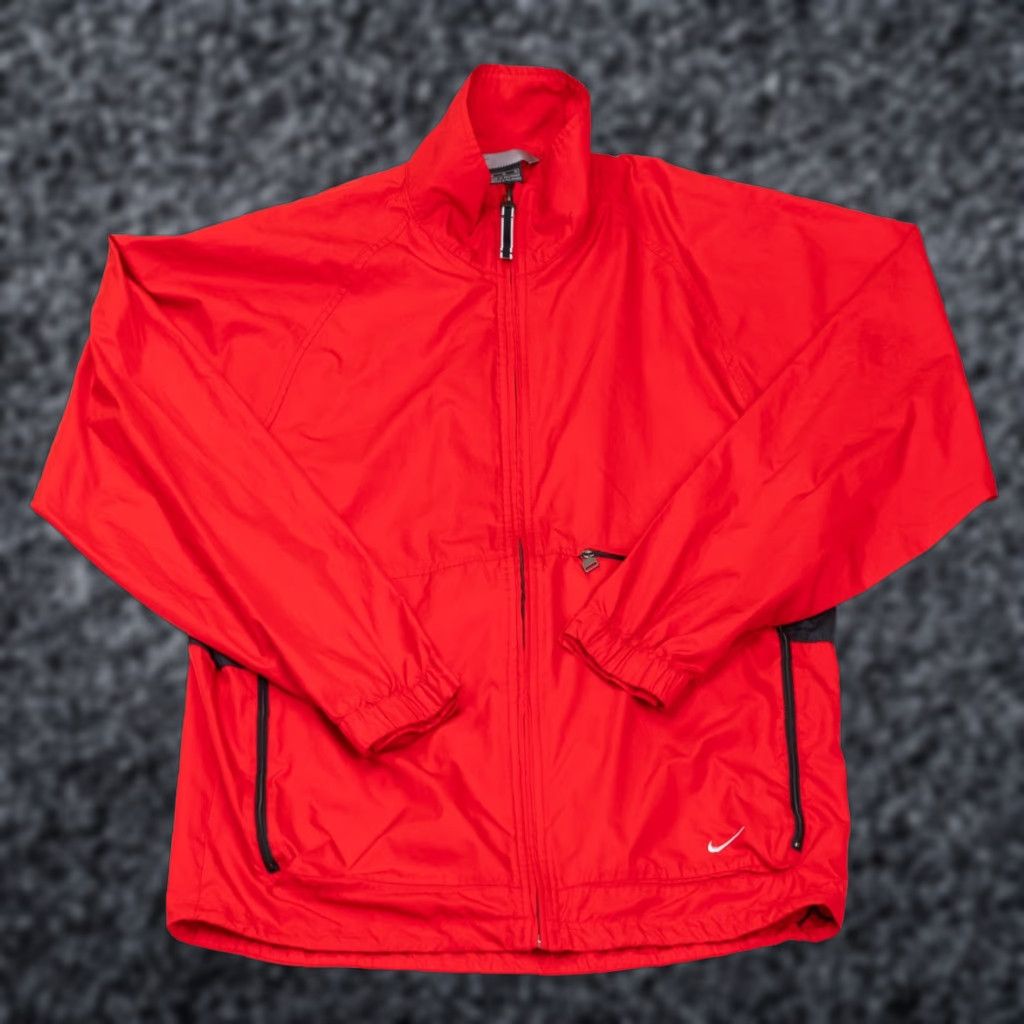 Nike VINTAGE Nike Windbreaker Jacket Red 90s Mens M Lightweight Casual Logo Zip Stand-Up Collar Size US M / EU 48-50 / 2 - 1 Thumbnail