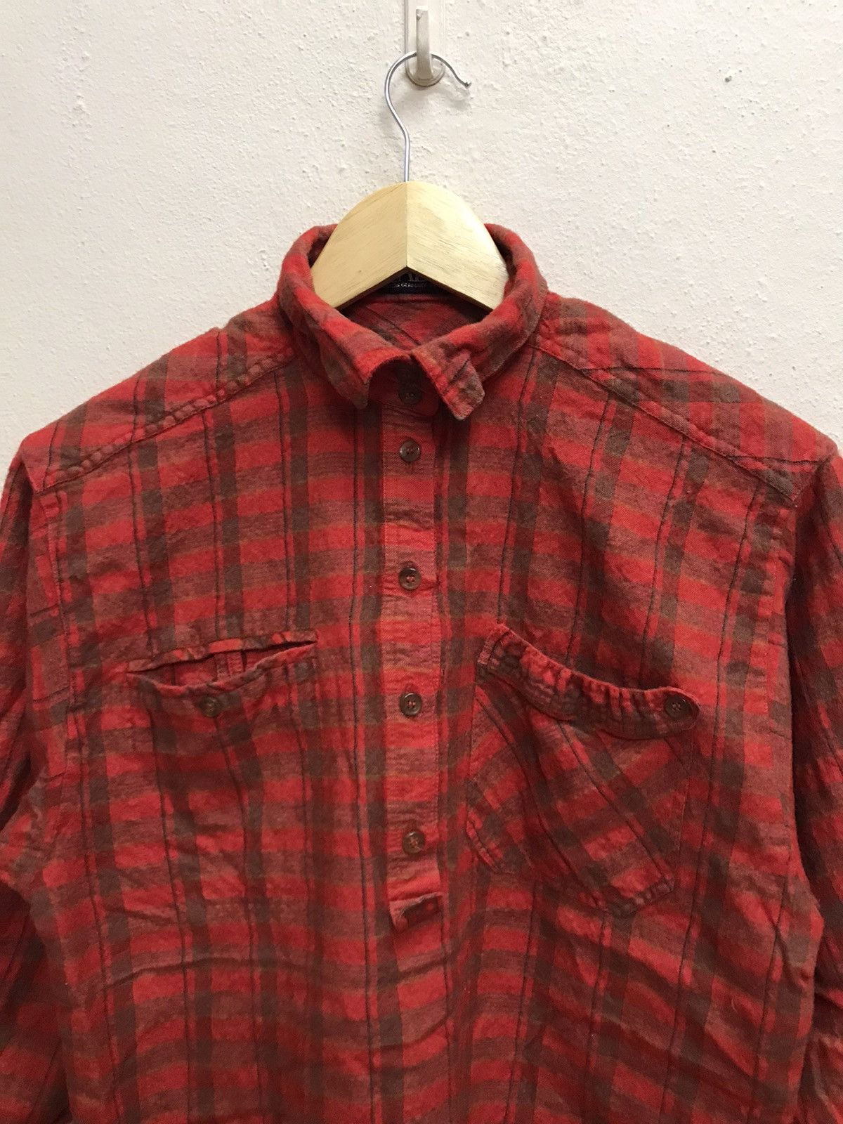 Designer × Escada × Japanese Brand Vintage 90s Escada Wool Pullover Flanel Shirt Button Up Size S / US 4 / IT 40 - 14 Thumbnail