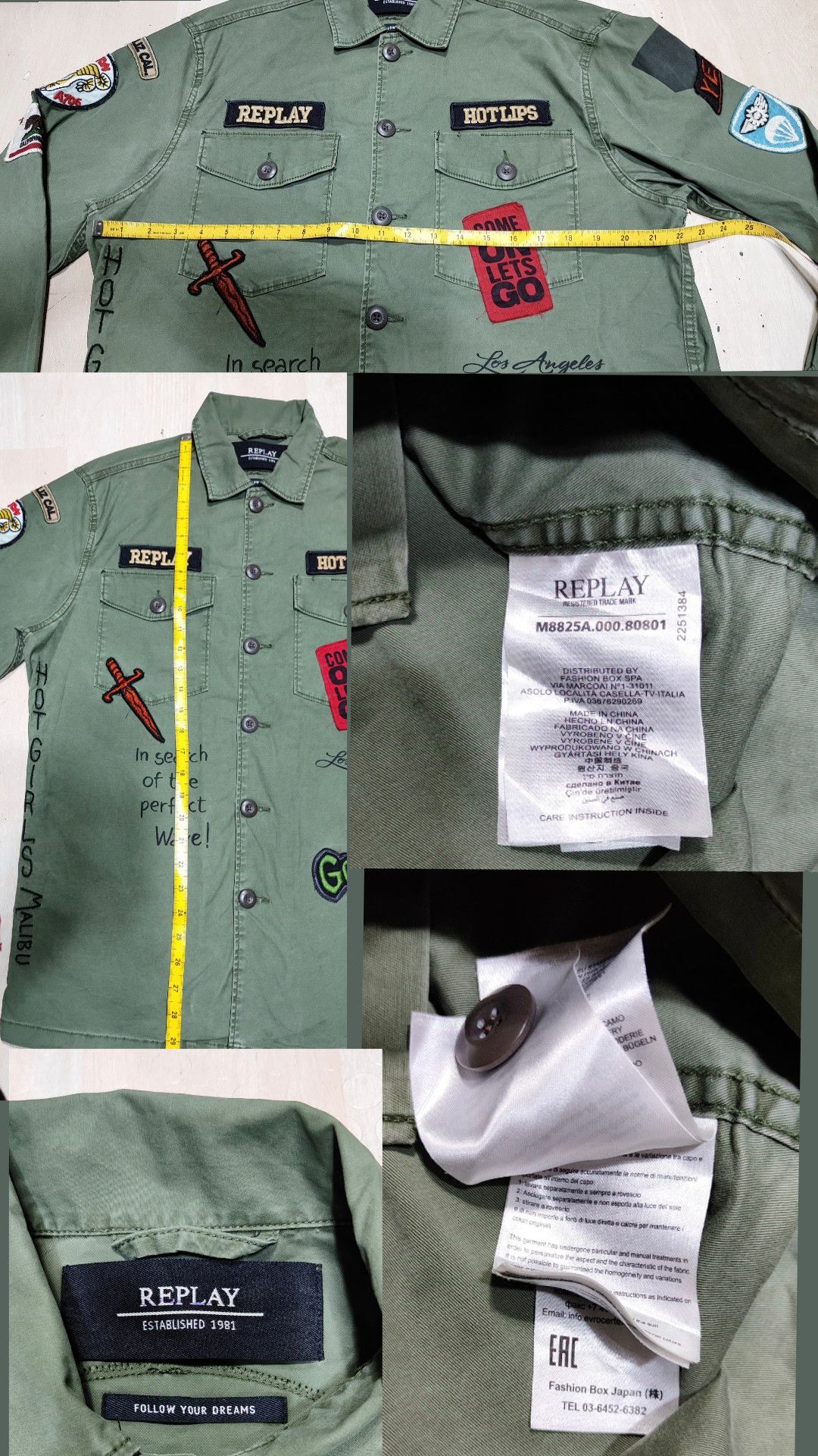 Replay REPLAY (Neymar) Stinger khaki Green Casual Army Patch Jacket Size US L / EU 52-54 / 3 - 5 Thumbnail
