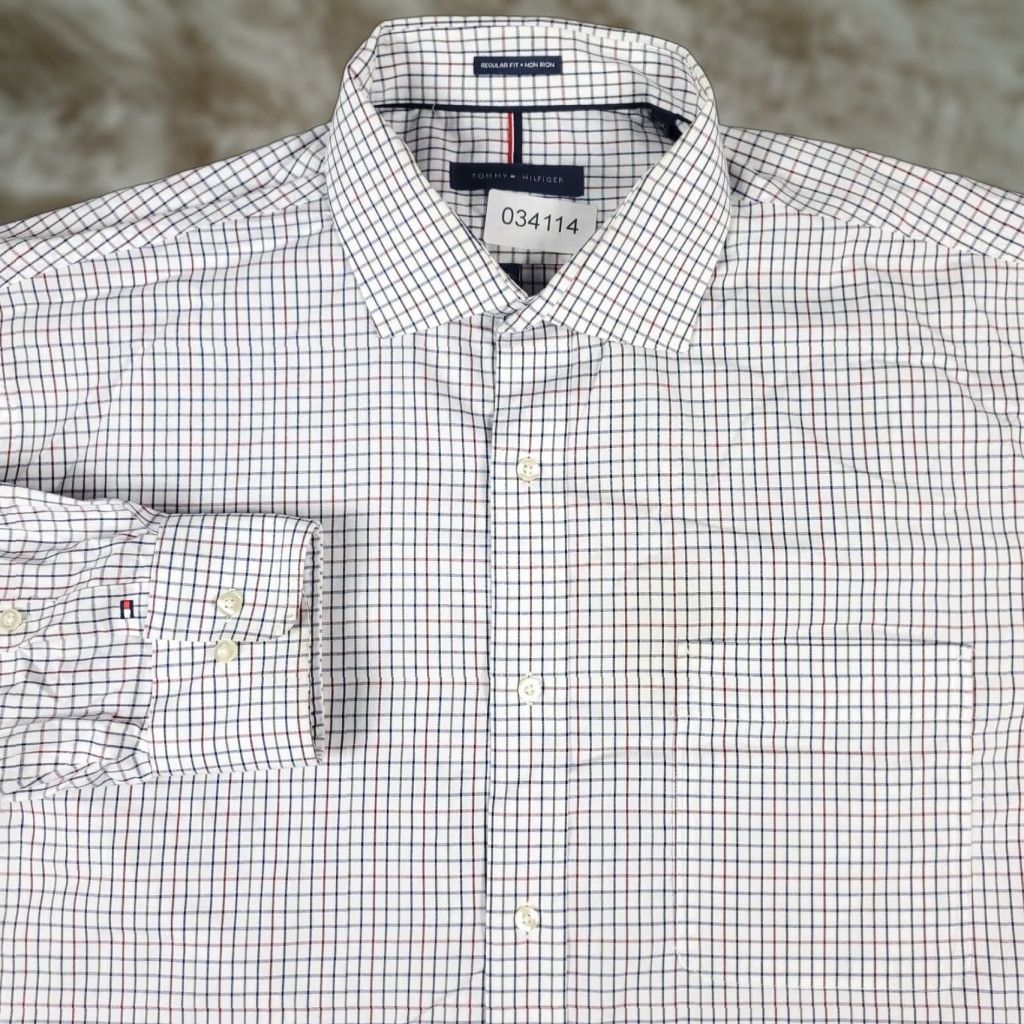 Tommy Hilfiger Tommy Hilfiger Shirt Mens XL White Blue Check Casual Button Up Long Sleeve Shirt Size US XL / EU 56 / 4 - 1 Thumbnail