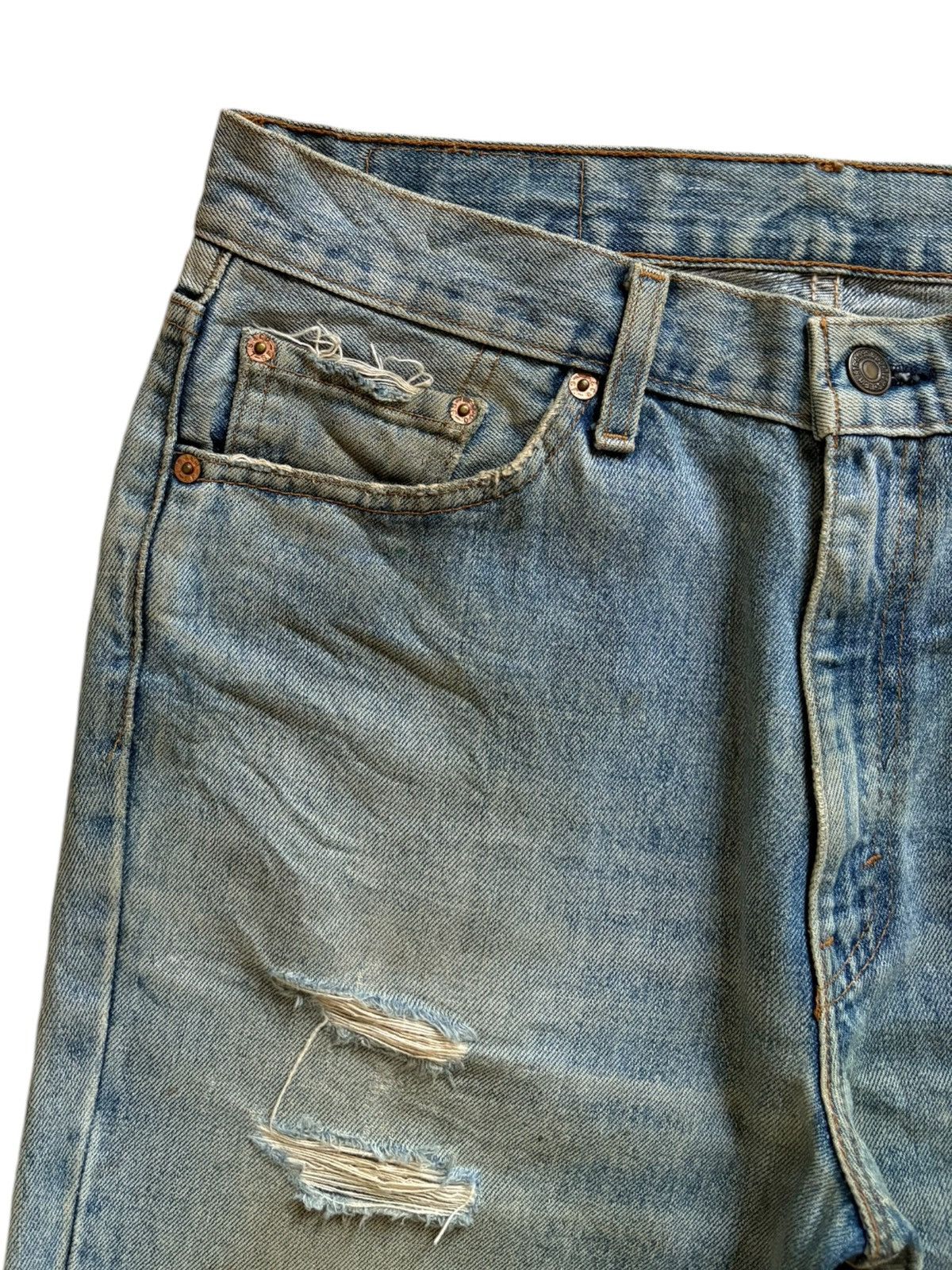 Levi's Vintage 90s Levis 517 Mud Wash Distressed Jean Shorts Jorts Size US 33 - 5 Thumbnail