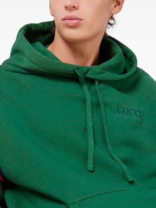 Gucci o1loc1c0925 Cotton Jersey Hooded Sweatshirt in Green Size US XL / EU 56 / 4 - 4 Thumbnail