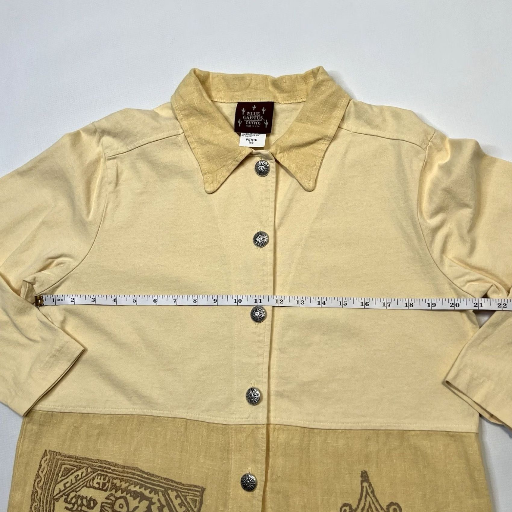 Vintage VINTAGE Blue Cactus Shirt Jacket Jacket Geometric Hand-Painted Linen Cotton Fiber Art XS Petites Womens Blue Cactus Shirt Jacket Size XS / US 0-2 / IT 36-38 - 4 Thumbnail