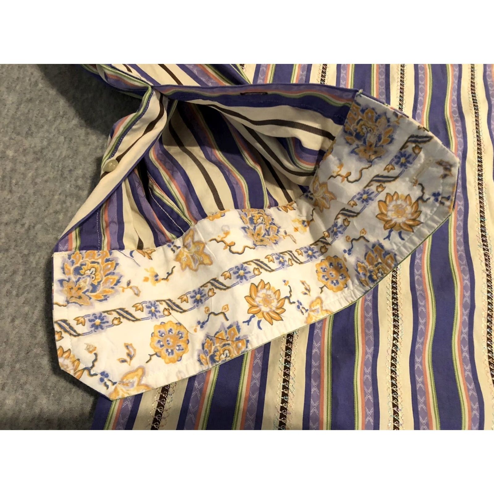 Robert Graham Robert Graham Striped Embroidered Long Sleeve Shirt Mens XL Multicolor, Button-Up, Cotton, Jeans, Button, Regular, Dress Shirt Size US XL / EU 56 / 4 - 3 Thumbnail