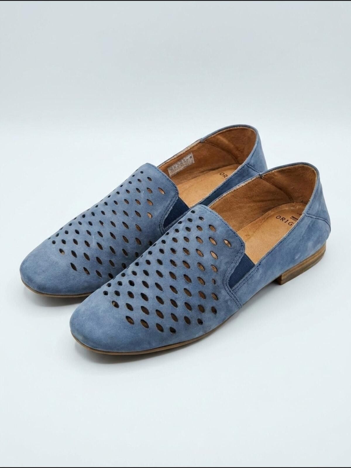 Other Earth Origins Women’s Perforated Blue Suede Slip-On Loafers Size US 10 / IT 40 - 1 Thumbnail