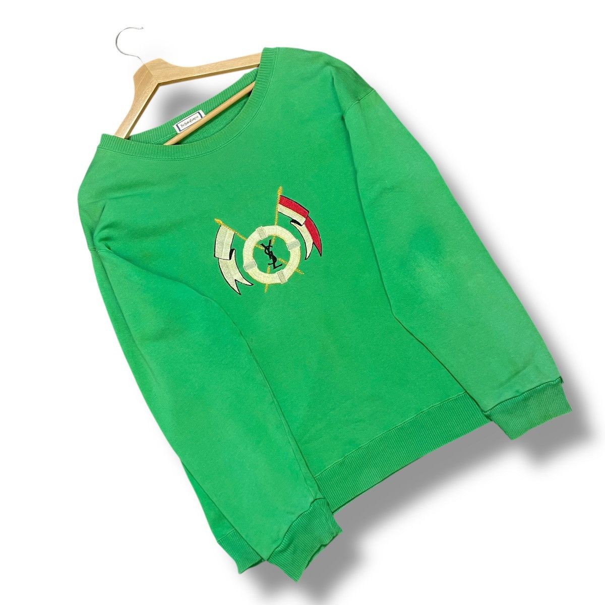 Yves Saint Laurent VINTAGE 80s YVES SAINT LAURENT EMBROIDERED LOGO SWEATSHIRT Size US L / EU 52-54 / 3 - 3 Thumbnail