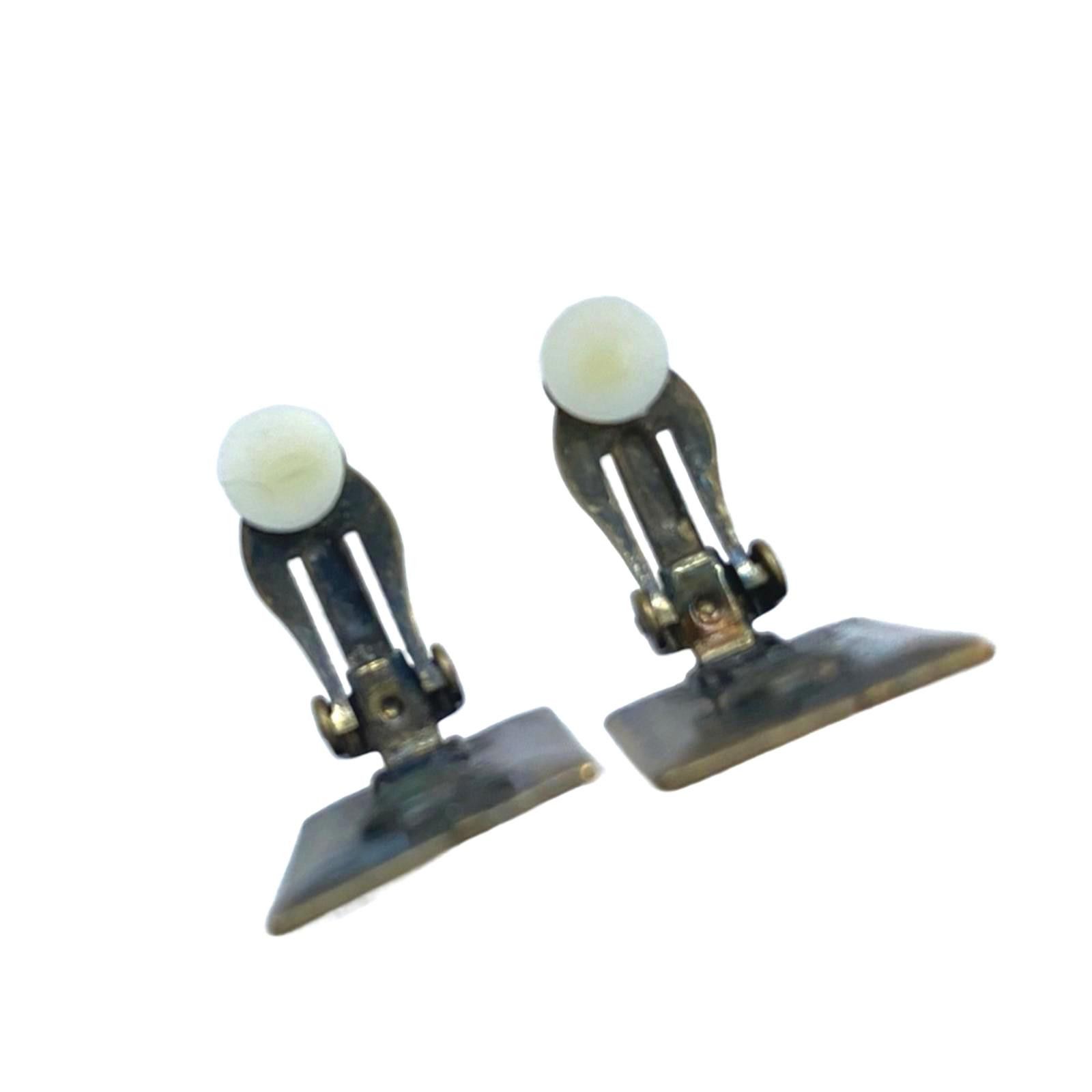 Vintage Vintage Art Deco Style Gold Tone Geometric Clip-On Earrings Size ONE SIZE - 2 Thumbnail