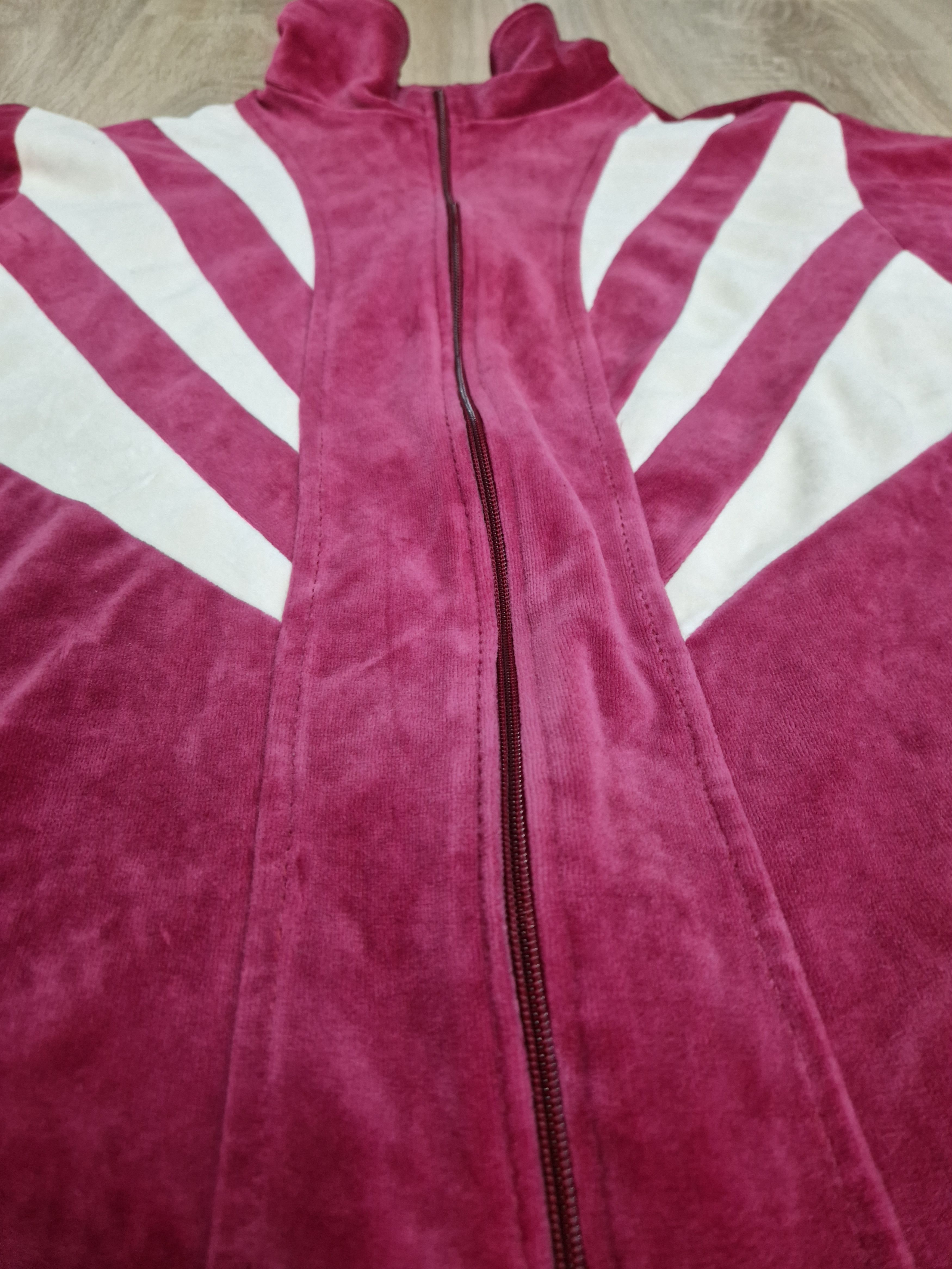 Other Vintage 80s 90s Velour Geometric Track Jacket Maroon M Size M / US 6-8 / IT 42-44 - 3 Thumbnail
