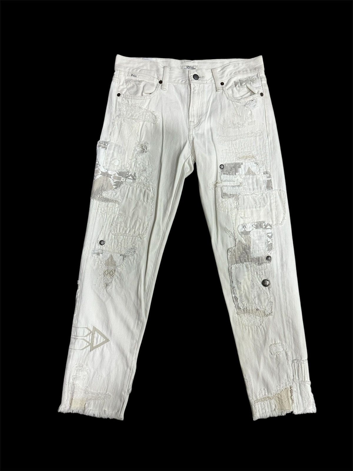 Polo Ralph Lauren × RRL Ralph Lauren Polo RL Distressed Patchwork Jeans For Her Size 30" / US 8 / IT 44 - 5 Thumbnail