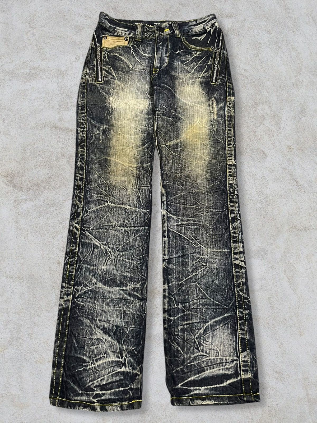 Le Grande Bleu (L.G.B.) Japanese Gothic And Punk Style Rusty Mud Wash Skull Jeans Size US 30 / EU 46 - 1 Thumbnail