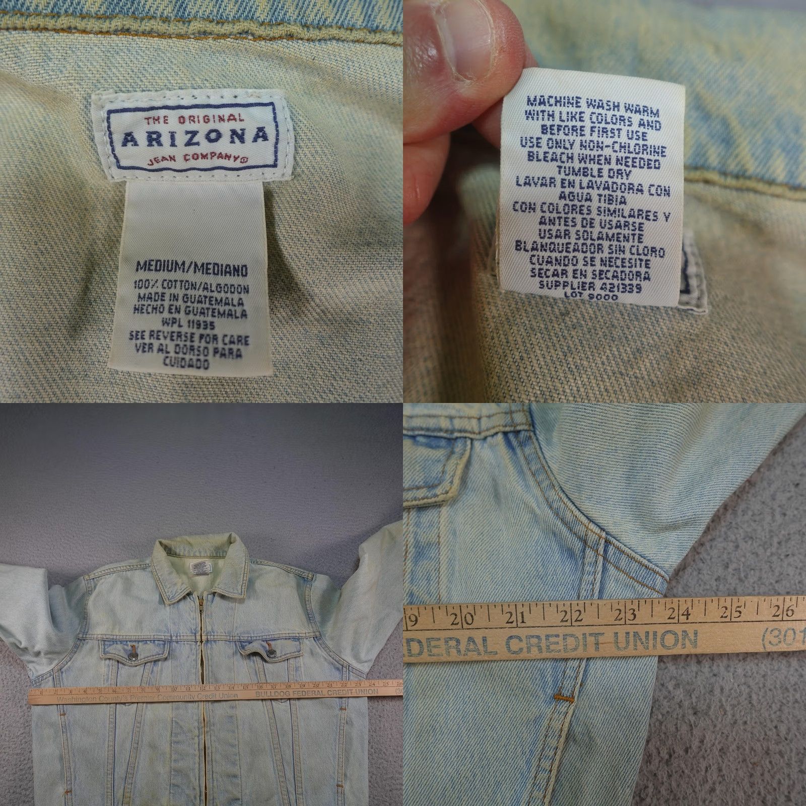 Vintage VINTAGE Arizona Jean Company Womens Denim Bomber Jacket M Blue 90s Trucker Casual Workwear Jacket Size M / US 6-8 / IT 42-44 - 9 Thumbnail