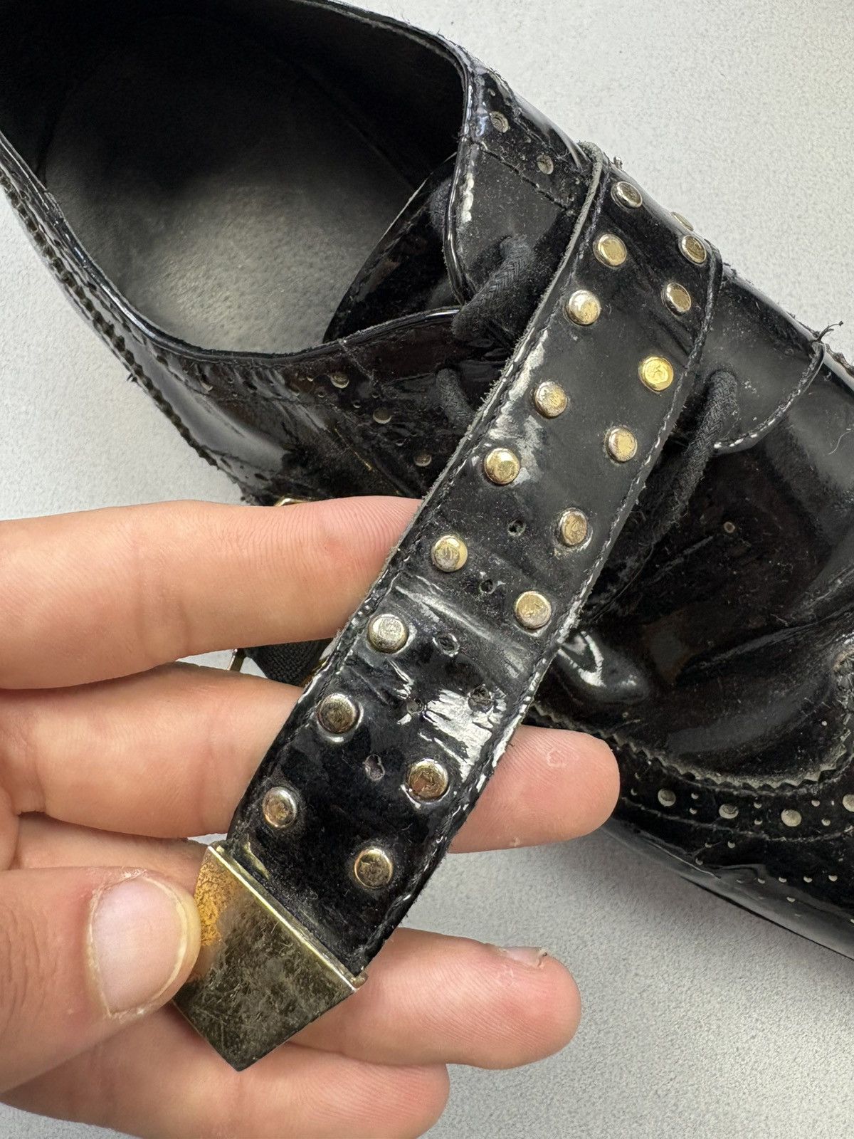 Versace Versace Vintage Black Patent Brogues Medusa Buckle Shoes 90s Size US 11 / EU 44 - 14 Thumbnail