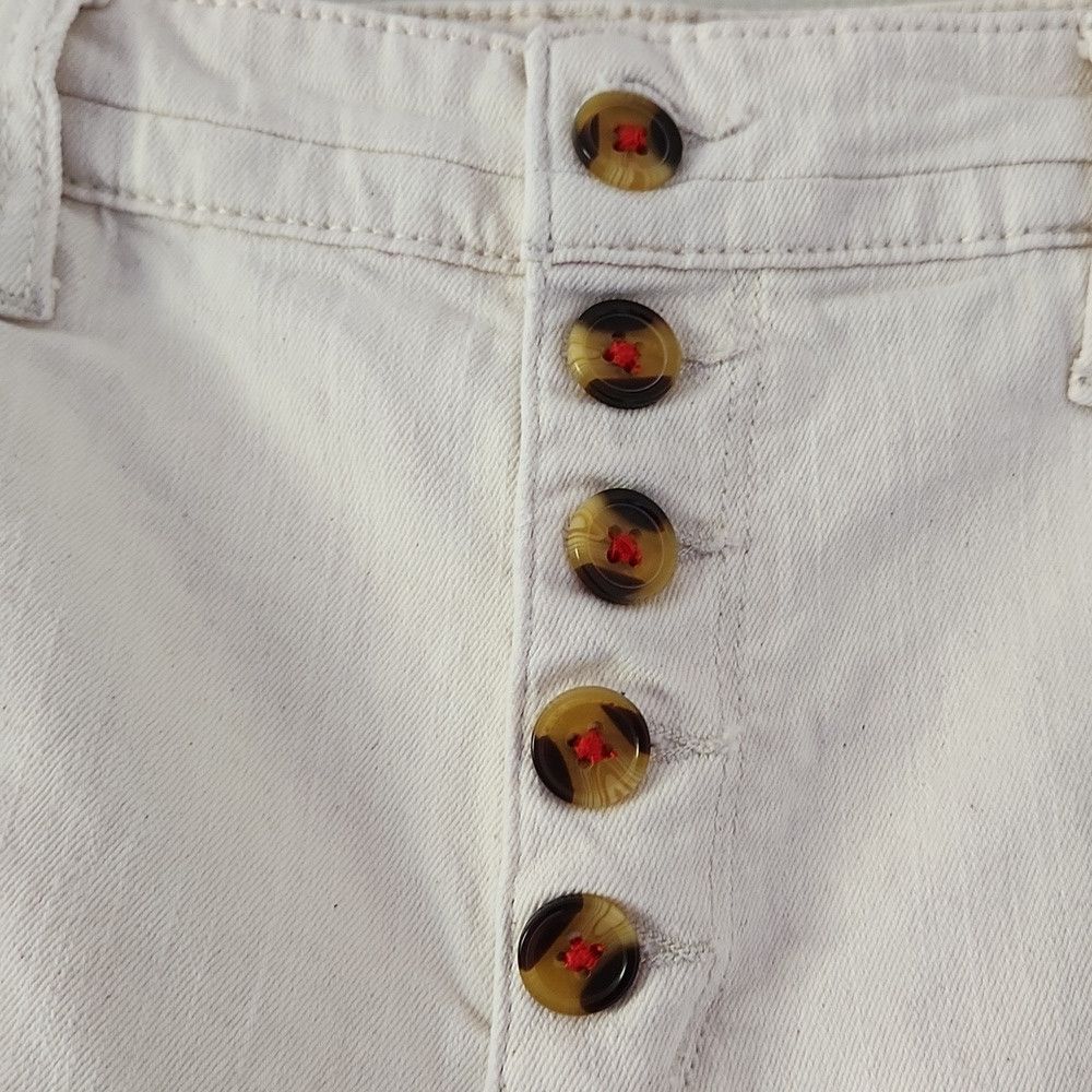 Anthropologie ANTHRO | Pilcro High-Rise Slim Boyfriend Denim Shorts Cream Size 28" / US 6 / IT 42 - 6 Thumbnail