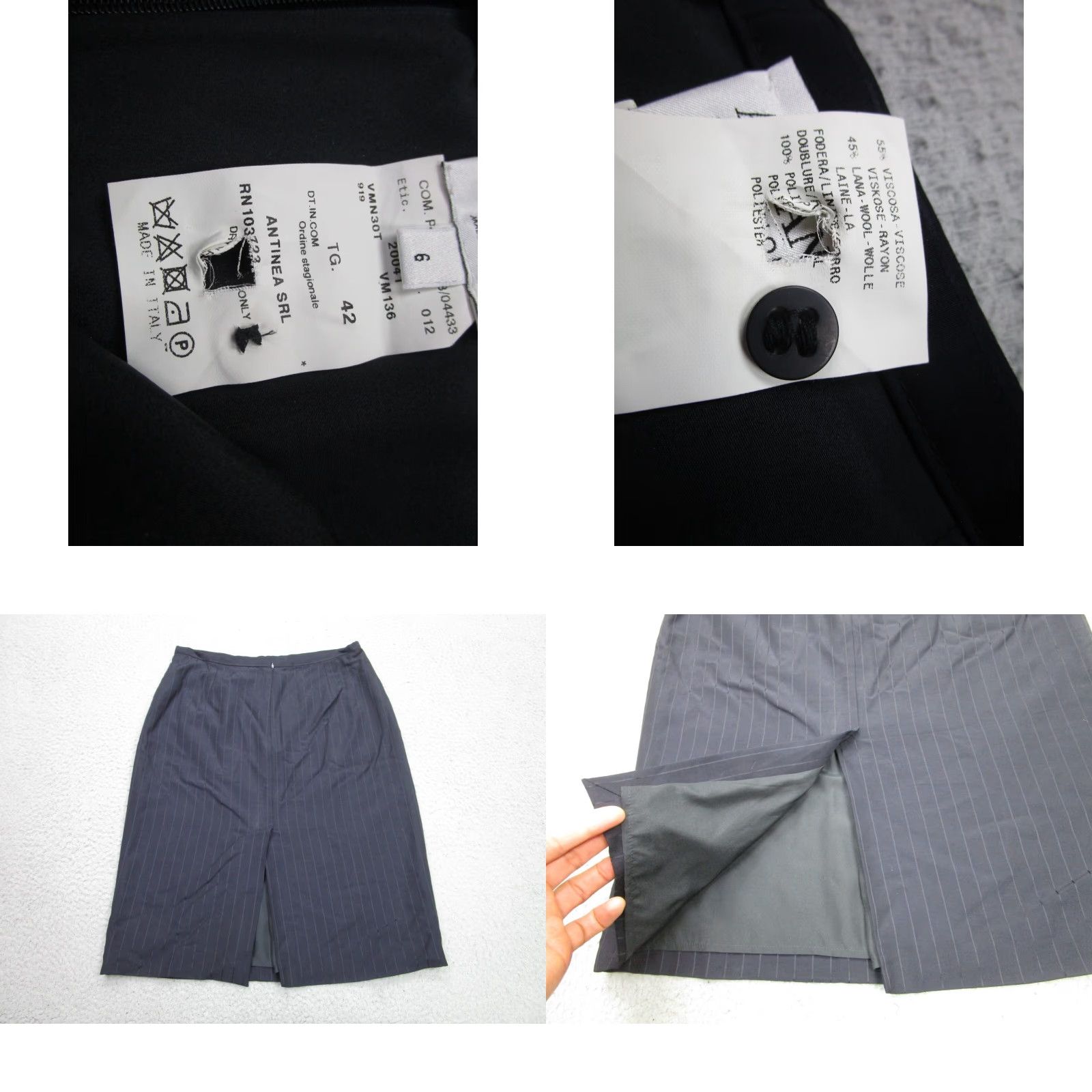 Armani ARMANI Women's Pencil Skirt Size 6 Blue Striped Wool Blend Lined Casual Size 28" / US 6 / IT 42 - 8 Thumbnail