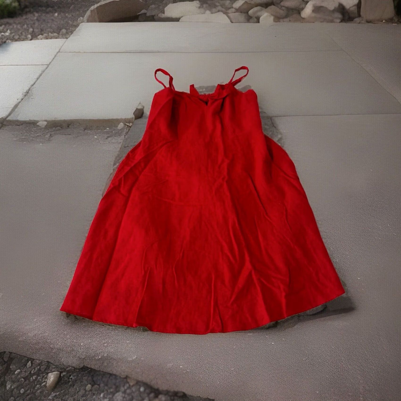Old Navy Old Navy Linen Blend Cami Dress - Red, S, Knee Length, Sleeveless Size S / US 4 / IT 40 - 4 Thumbnail