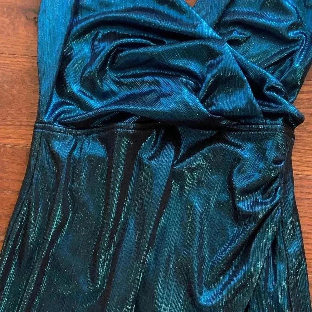 Designer Stunning Metallic Deep Blue Dress Size XS / US 0-2 / IT 36-38 - 3 Thumbnail