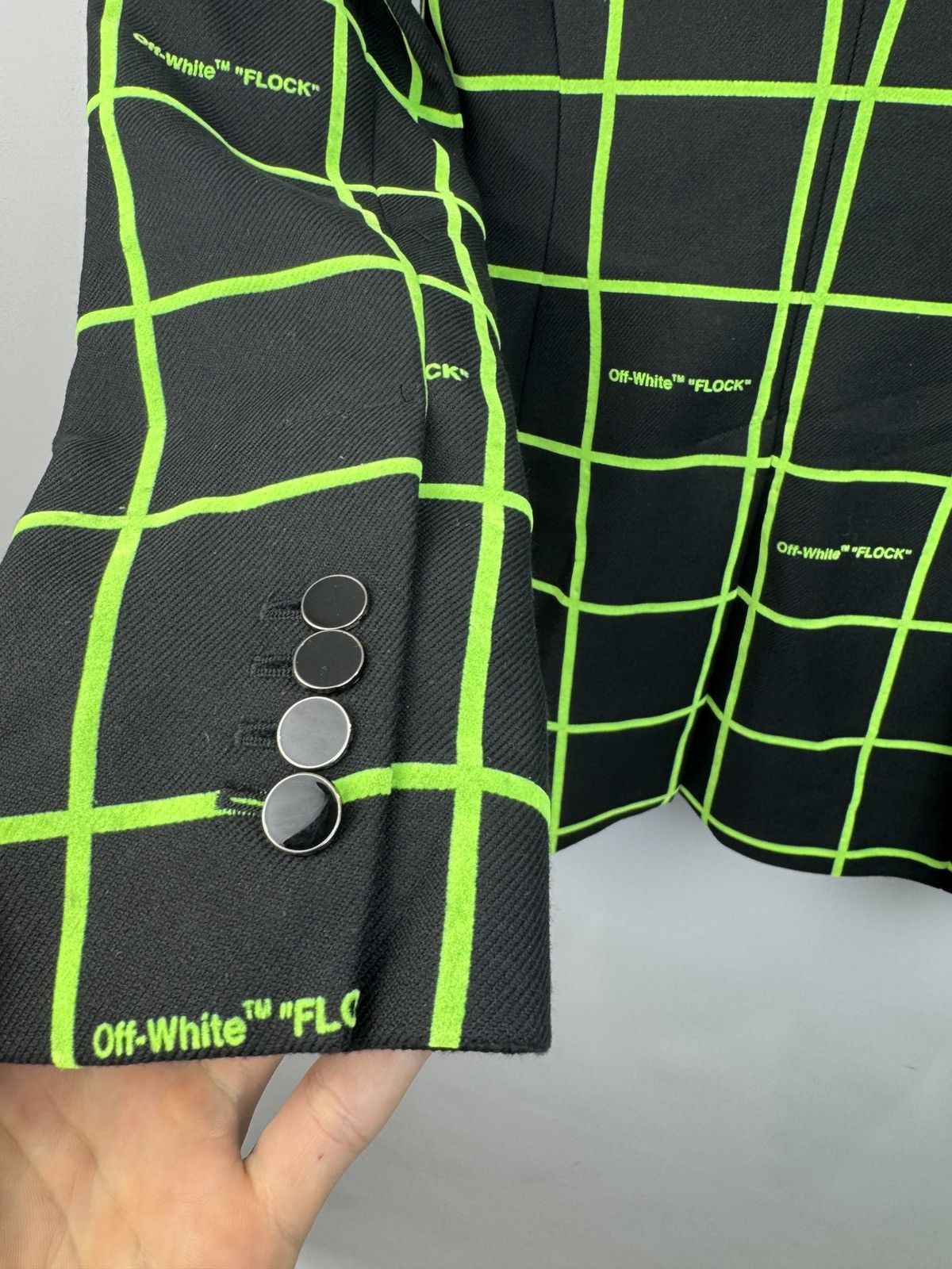 Off-White Off-White c/o Virgil Abloh "Flock"Neon Checked Fitted Jacket Size M / US 6-8 / IT 42-44 - 6 Thumbnail