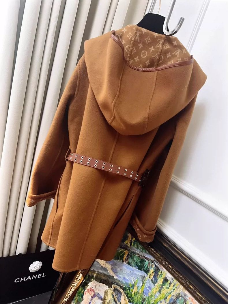 Louis Vuitton LOUIS VUITTON Caramel Patchwork Bathrobe Hooded Coat 2504-N Size XS / US 0-2 / IT 36-38 - 3 Thumbnail