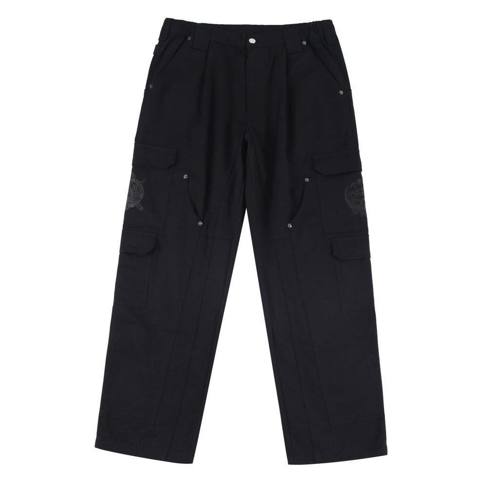 Unknown London Unknown London BLACK EMBROIDERED CARGOS pants Size US 34 / EU 50 - 1 Thumbnail