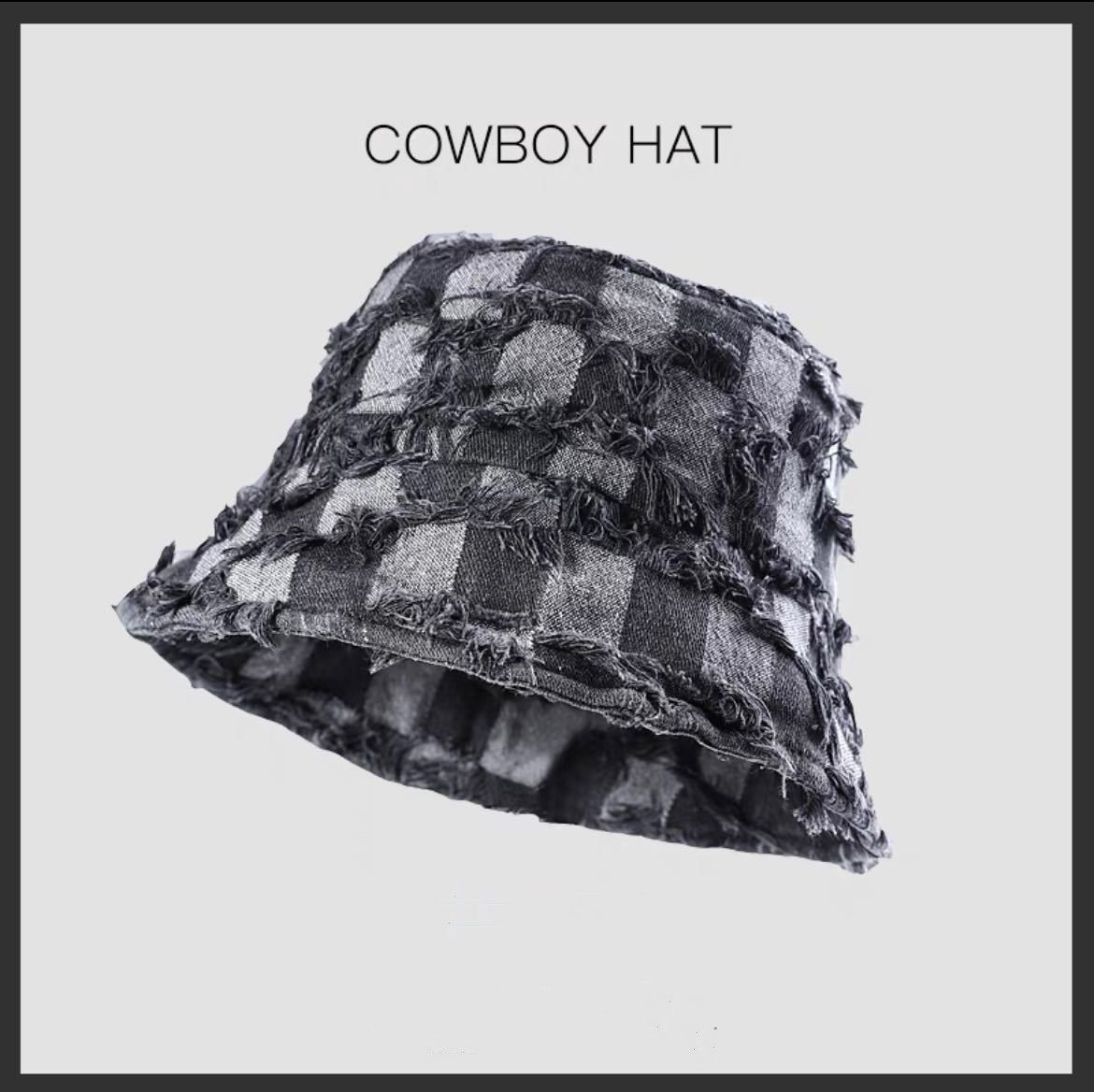 Japanese Brand Checkerboard plaid distressed bucket hat y2k ripped Size ONE SIZE - 1 Thumbnail