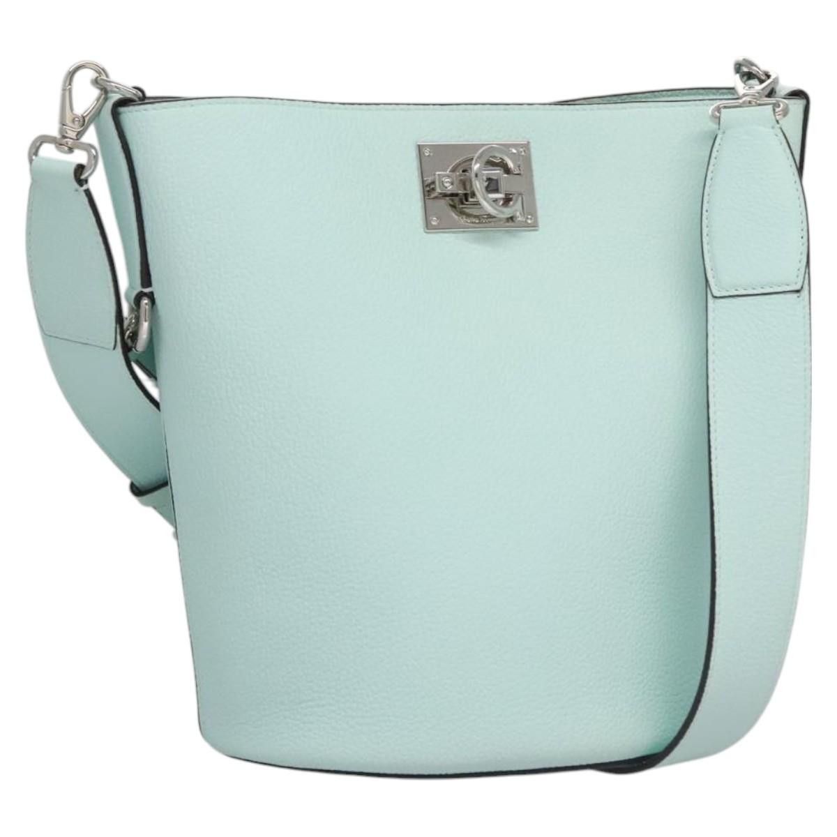 Salvatore Ferragamo Gancini Green Leather Shoulder Bag (Pre-Owned), Women's