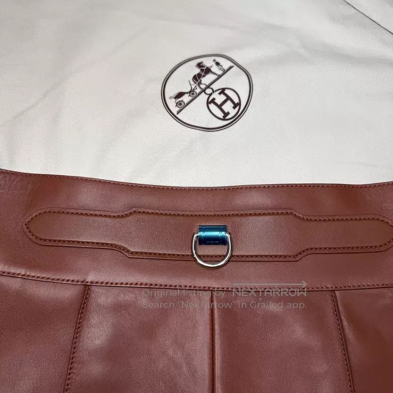 Hermes Hermes Red Brown Circular Sheepskin Short Skirt Size 42" / US 20 - 3 Thumbnail