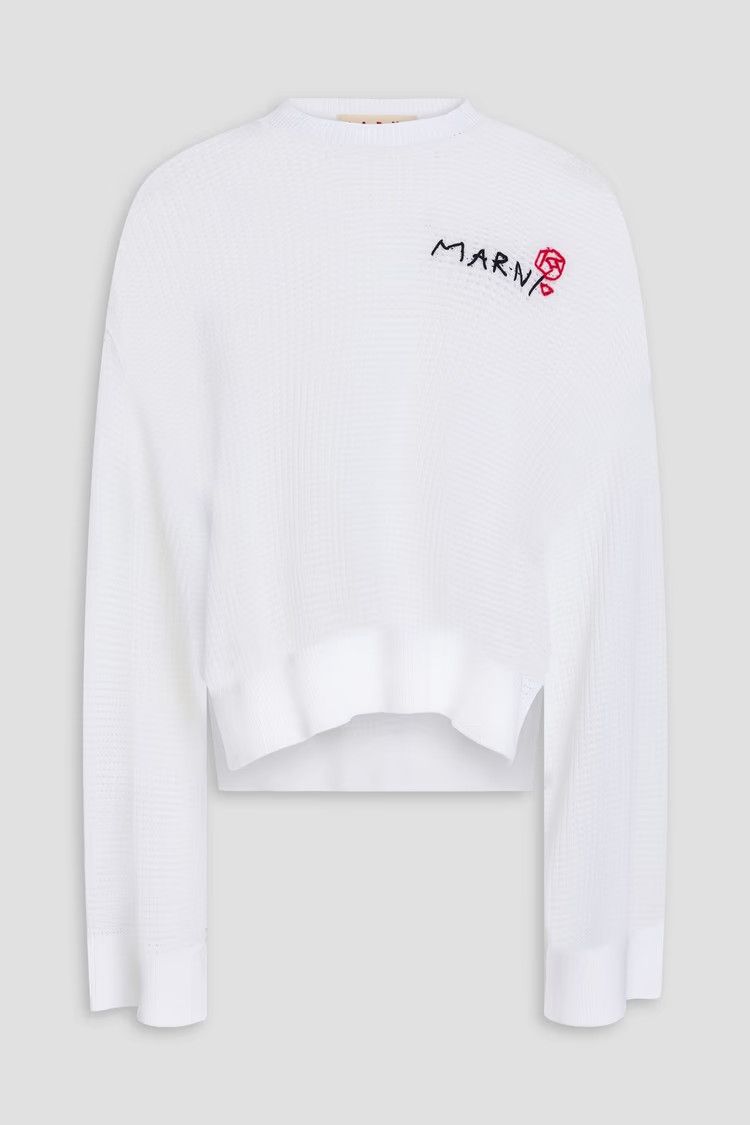 Marni o1y1125 Crewneck Sweater in White Size M / US 6-8 / IT 42-44 - 1 Thumbnail