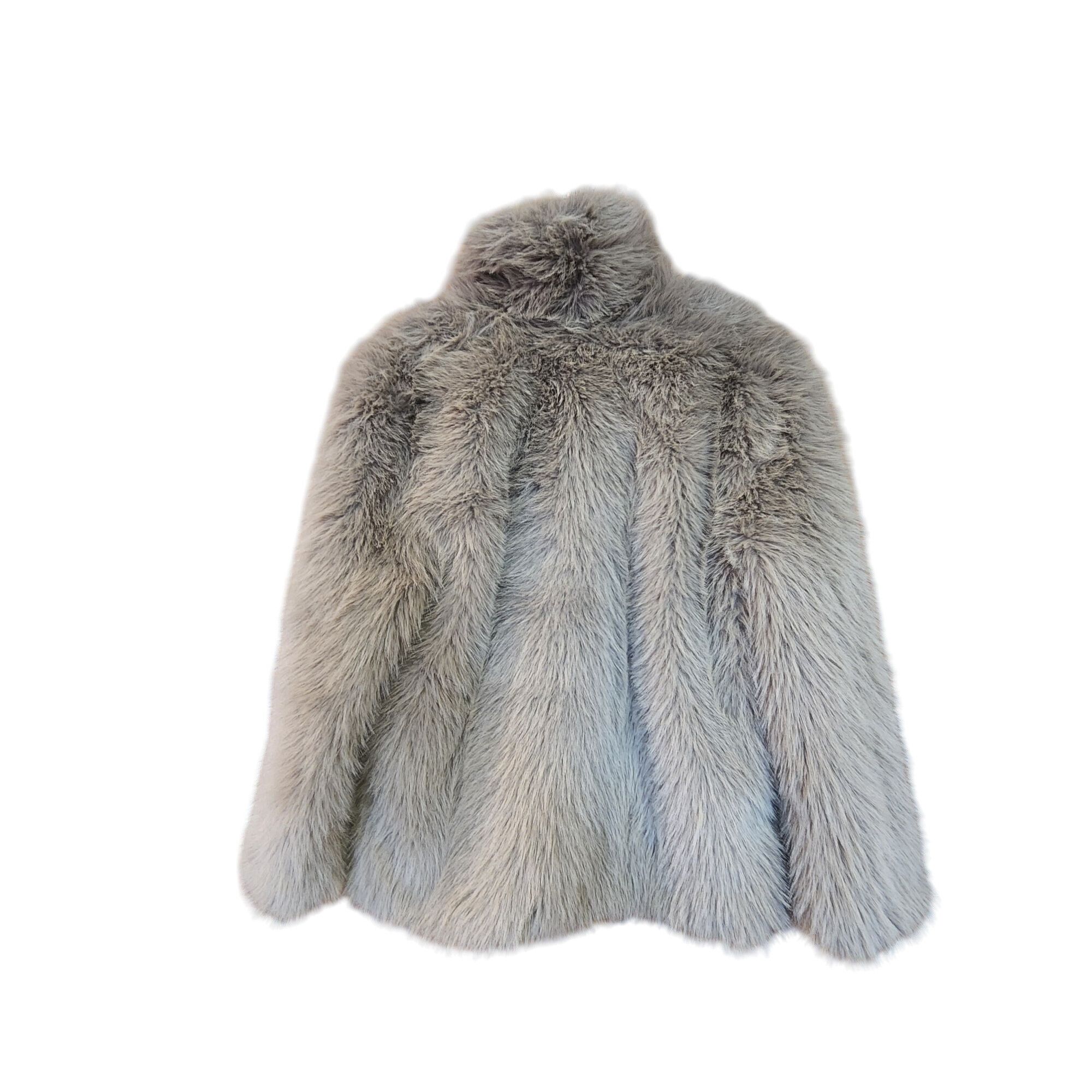 7 For All Mankind 7 For All Mankind Gray Faux Fur Chubby Jacket Womens Size S Size S / US 4 / IT 40 - 2 Thumbnail