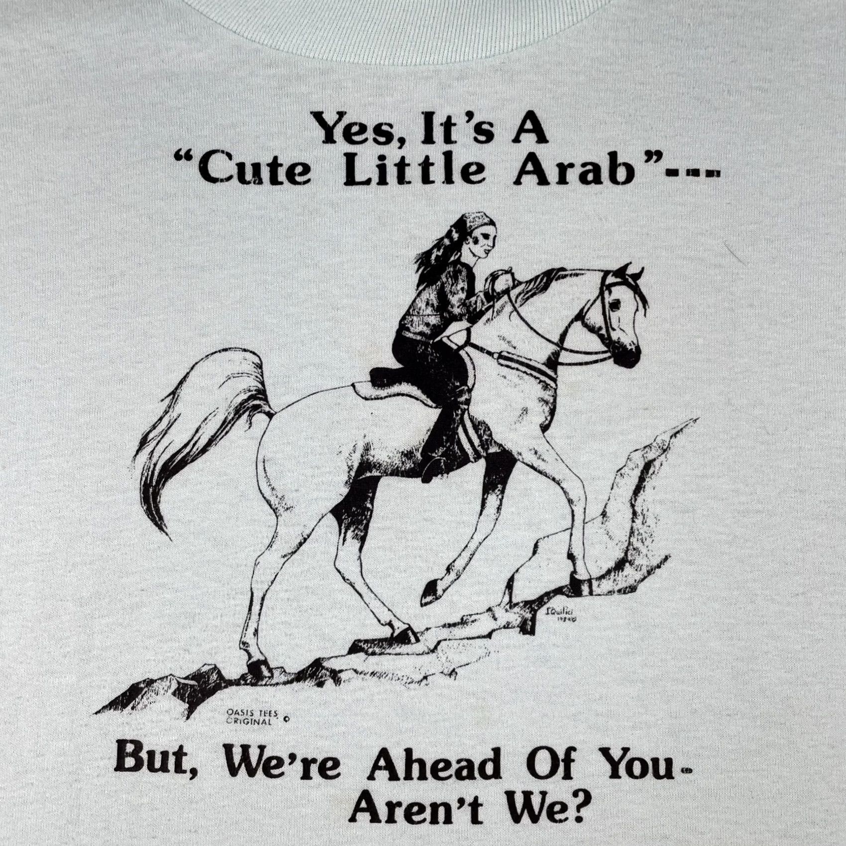 Jerzees VINTAGE Jerzees Shirt XL Made In USA Little Arab Horse Back Rising Yes It’s A Cute Blue Mens Size US XL / EU 56 / 4 - 3 Thumbnail