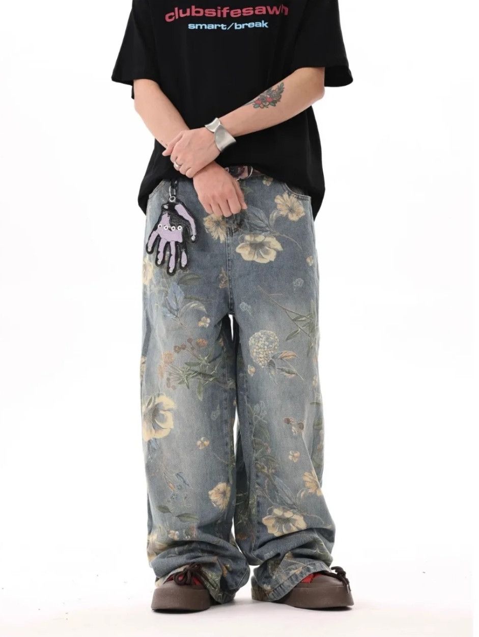 Japanese Brand × Jean Floral Prints Y2K Jeans Street Beast Size US 30 / EU 46 - 3 Thumbnail