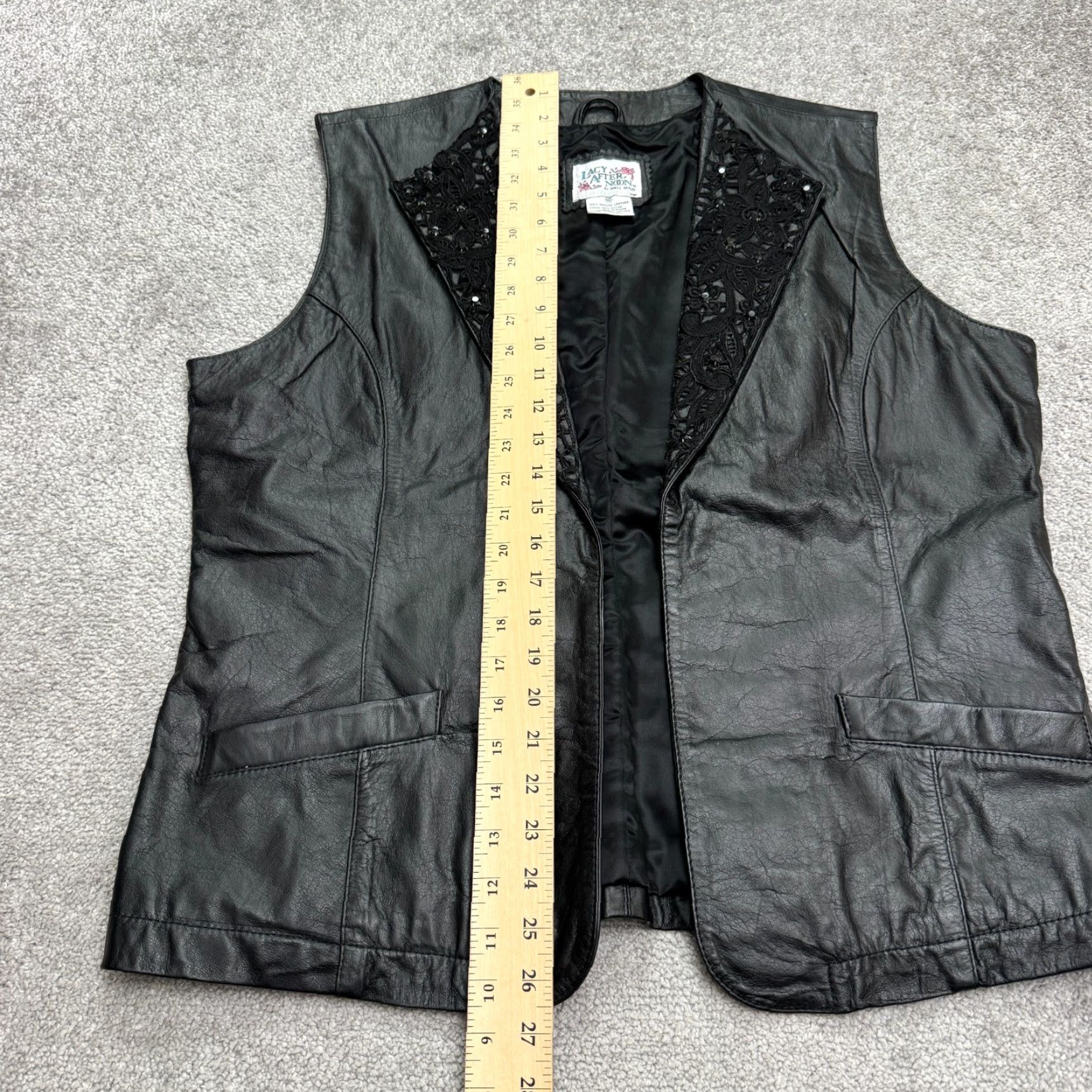 Vintage VINTAGE Embellished Leather Beaded Vest Womens 16 Black Y2K Biker Punk Retro Steampunk Size XXL / US 16-18 / IT 52-54 - 7 Thumbnail