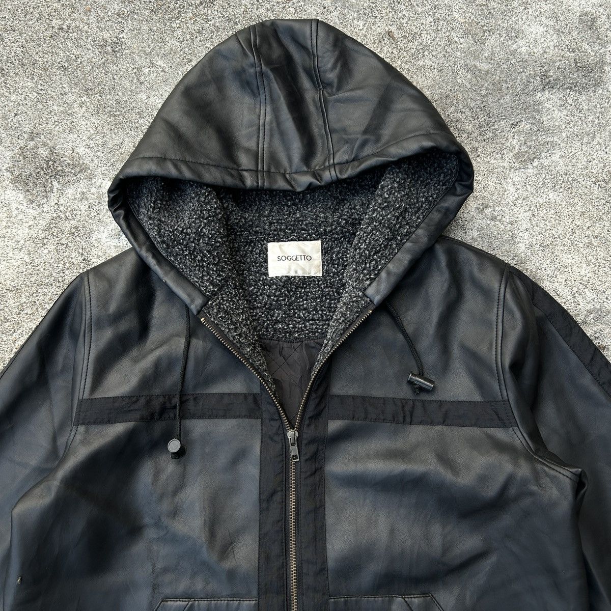 Japanese Brand × Vintage vintage Soggetto Leather Jacket Hoodie Nice details Size US S / EU 44-46 / 1 - 8 Thumbnail