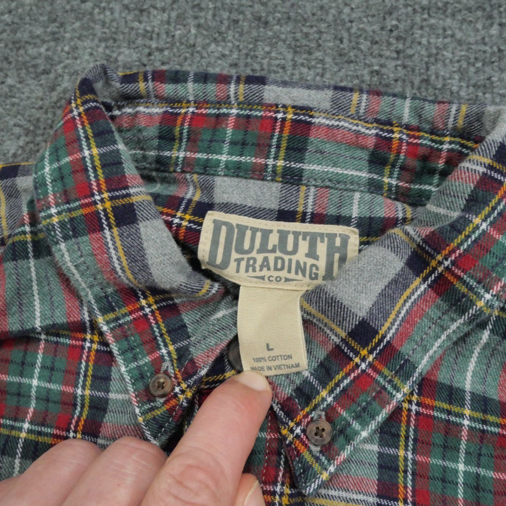 CO Duluth Trading Co Shirt Mens Large Plaid Flannel Button Up Grey Green Red Size US L / EU 52-54 / 3 - 5 Thumbnail
