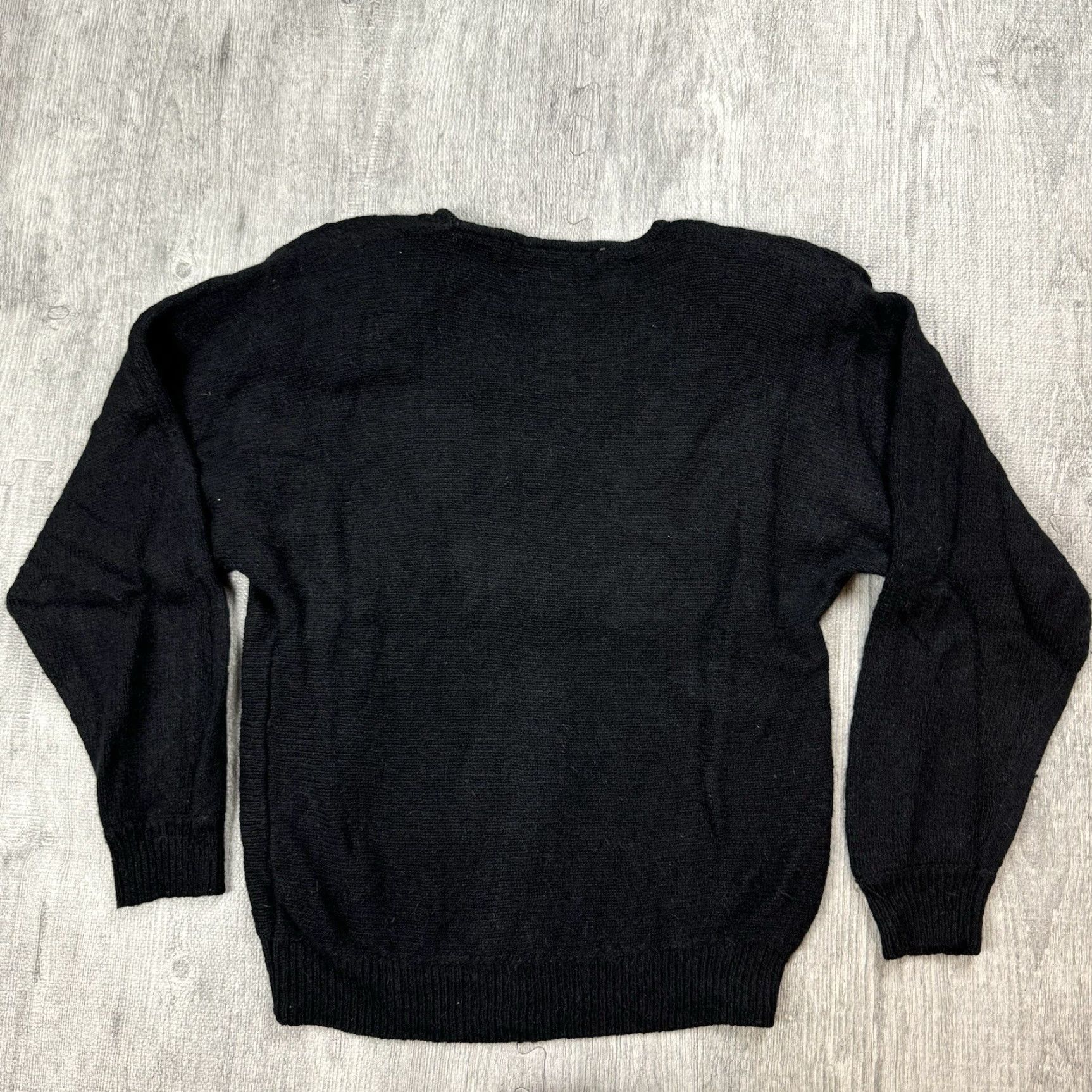 Etro VINTAGE Work in Progress Sweater Women Small Black Beaded Embellished Silk Angora Lambswool 80s Vintage Pullover Womens Size S / US 4 / IT 40 - 4 Thumbnail
