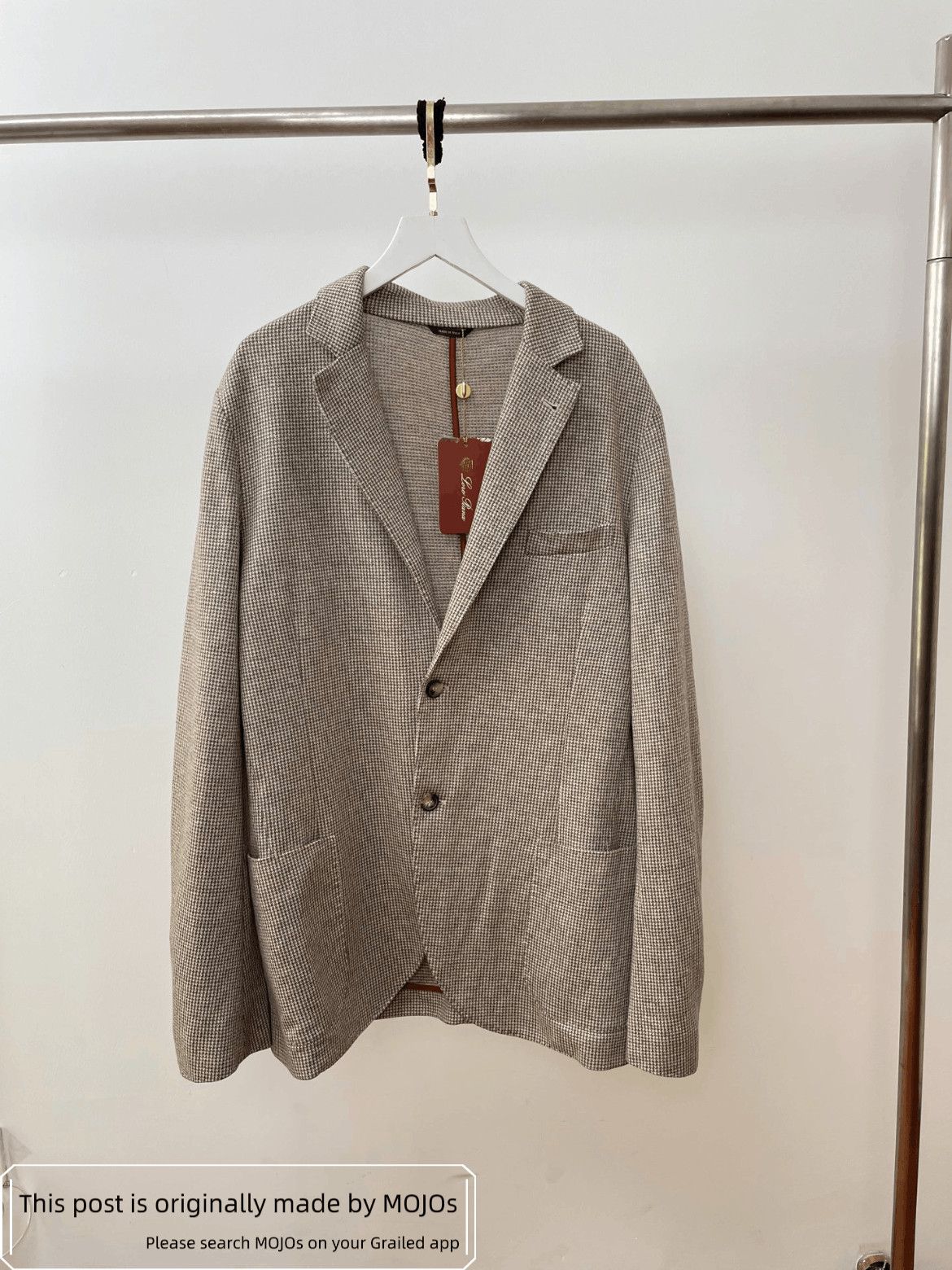 Sz 52 Loro Piana Hound Tooth Knitwear Jacket