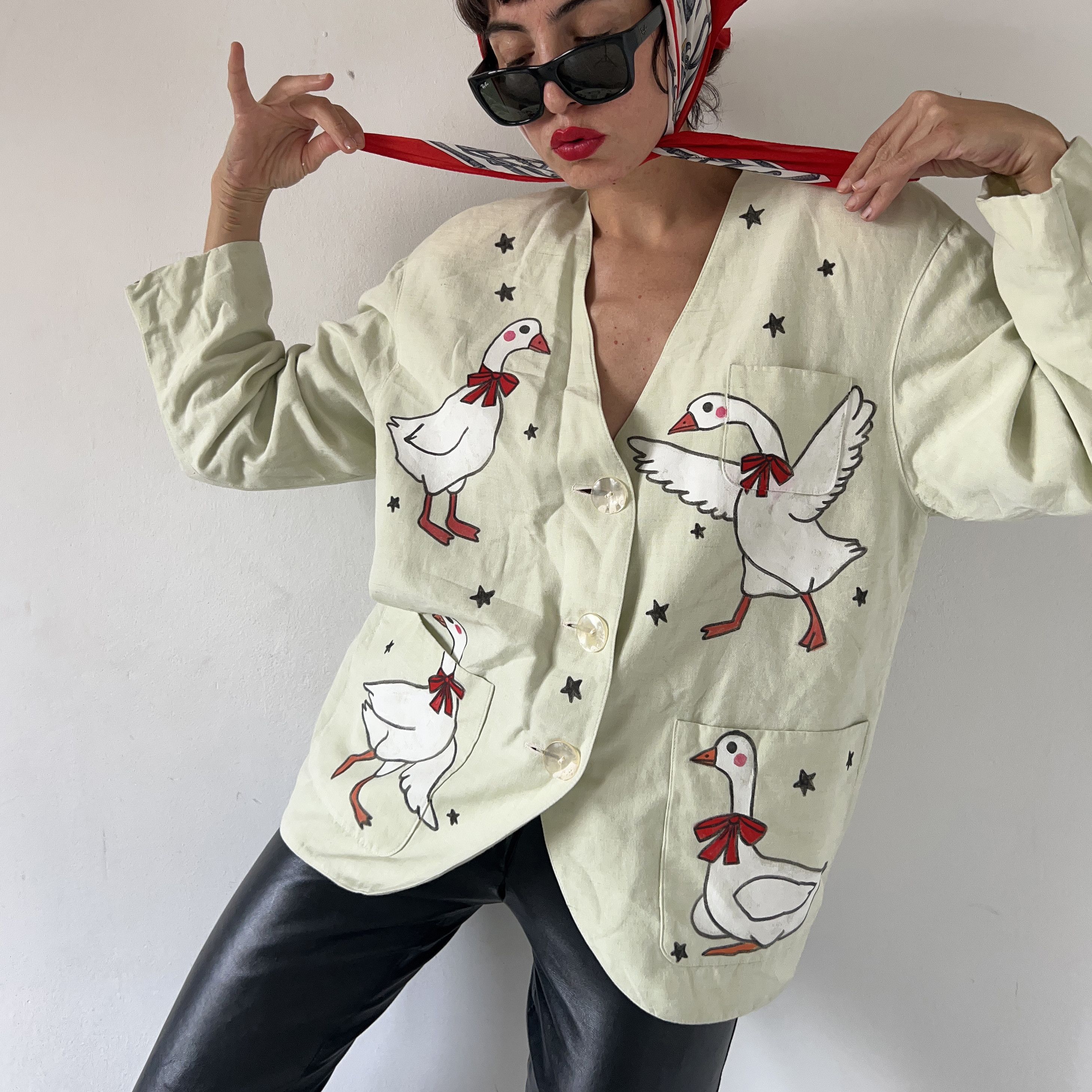 Vintage Silly goose custom made cottagecore green jacket Size L / US 10 / IT 46 - 1 Thumbnail