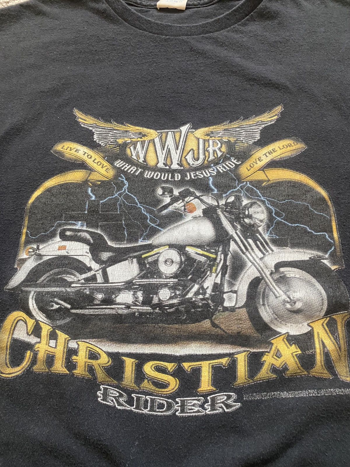 Harley Davidson × Vintage Vintage Jesus Harley Davidson Biker Tee Shirt Size US XL / EU 56 / 4 - 3 Thumbnail