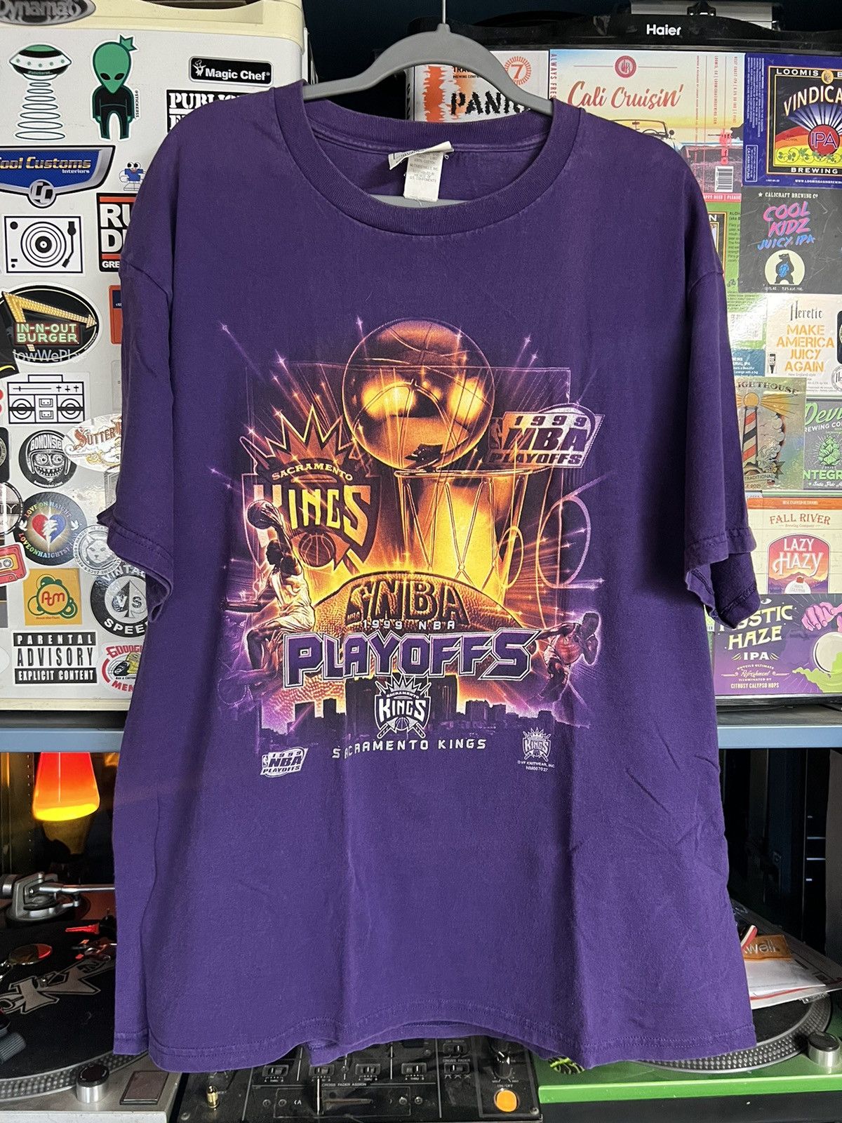 Image of Vintage 1999 Sacramento Kings Nba Playoffs Lee Sport Tee in Purple, Men's (Size XL)