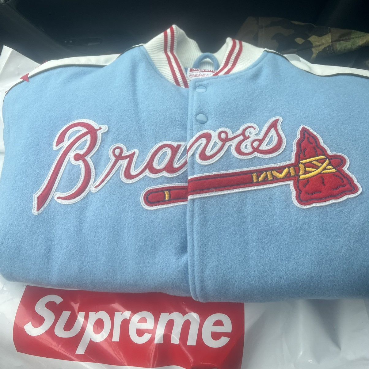 Mitchell & Ness × Supreme Altanta Braves Supreme Varsity Jacket Size US L / EU 52-54 / 3 - 1 Thumbnail
