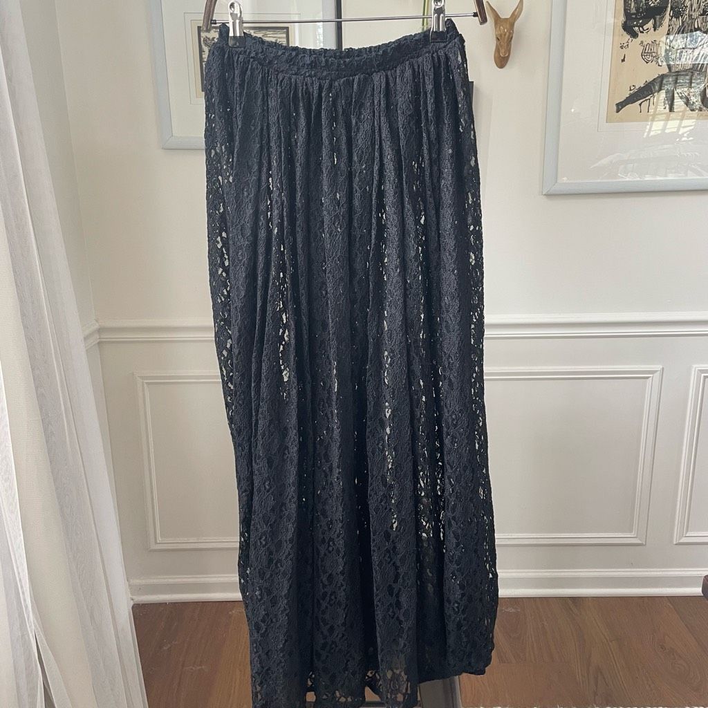 Express Vintage Express Tricot Sheer Black Lace Midi Skirt S Size 26" / US 2 / IT 38 - 5 Thumbnail