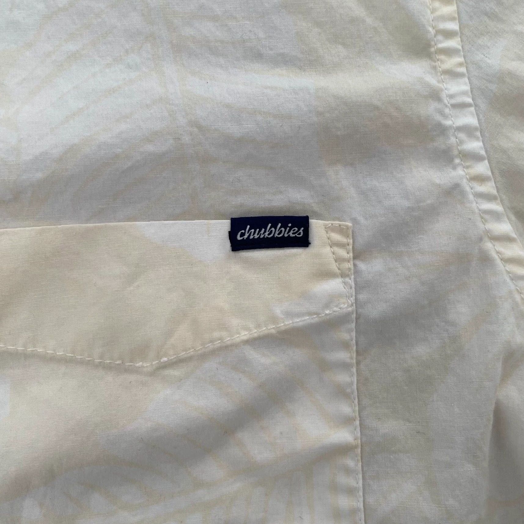 Chubbies VINTAGE Chubbies Shirt Men Adult Medium Short Sleeve Button Up Floral Cotton Blend Tan White Summer Casual Size US M / EU 48-50 / 2 - 4 Thumbnail