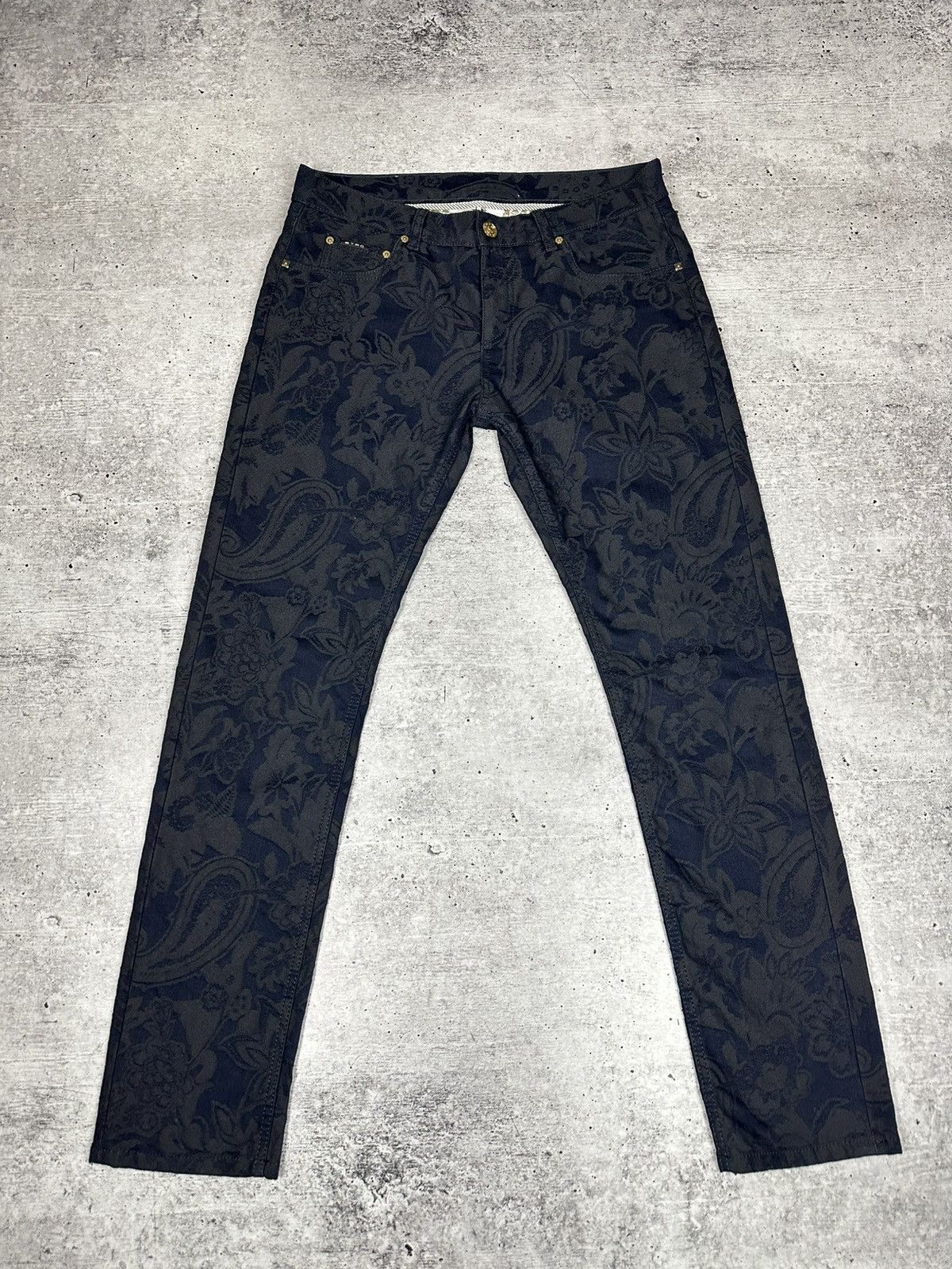 Etro Etro Jacquard Jeans Slim Fit Blue Men’s Size 34 Size US 34 / EU 50 - 1 Thumbnail