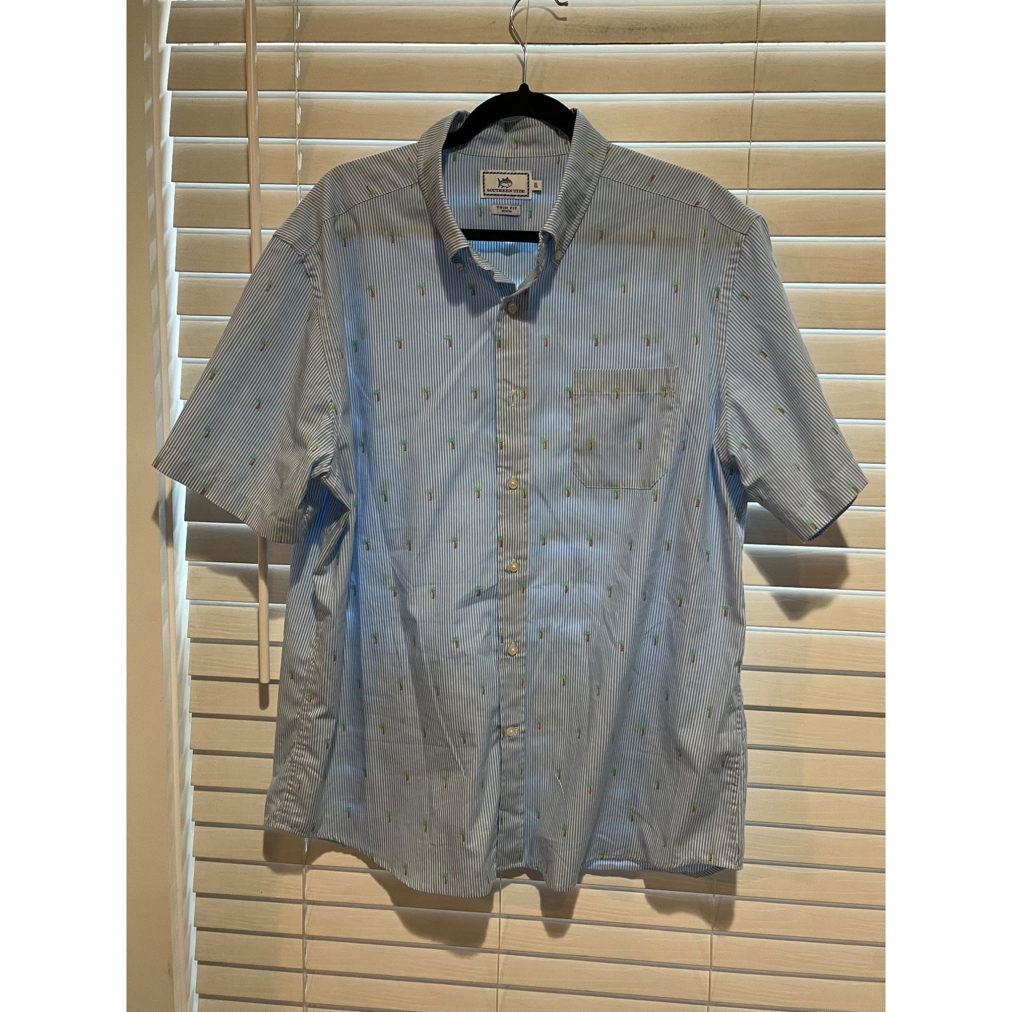 Southern Tide Southern Tide Palm Tree Short Sleeve Button Up Shirt - Size Size US XL / EU 56 / 4 - 1 Thumbnail