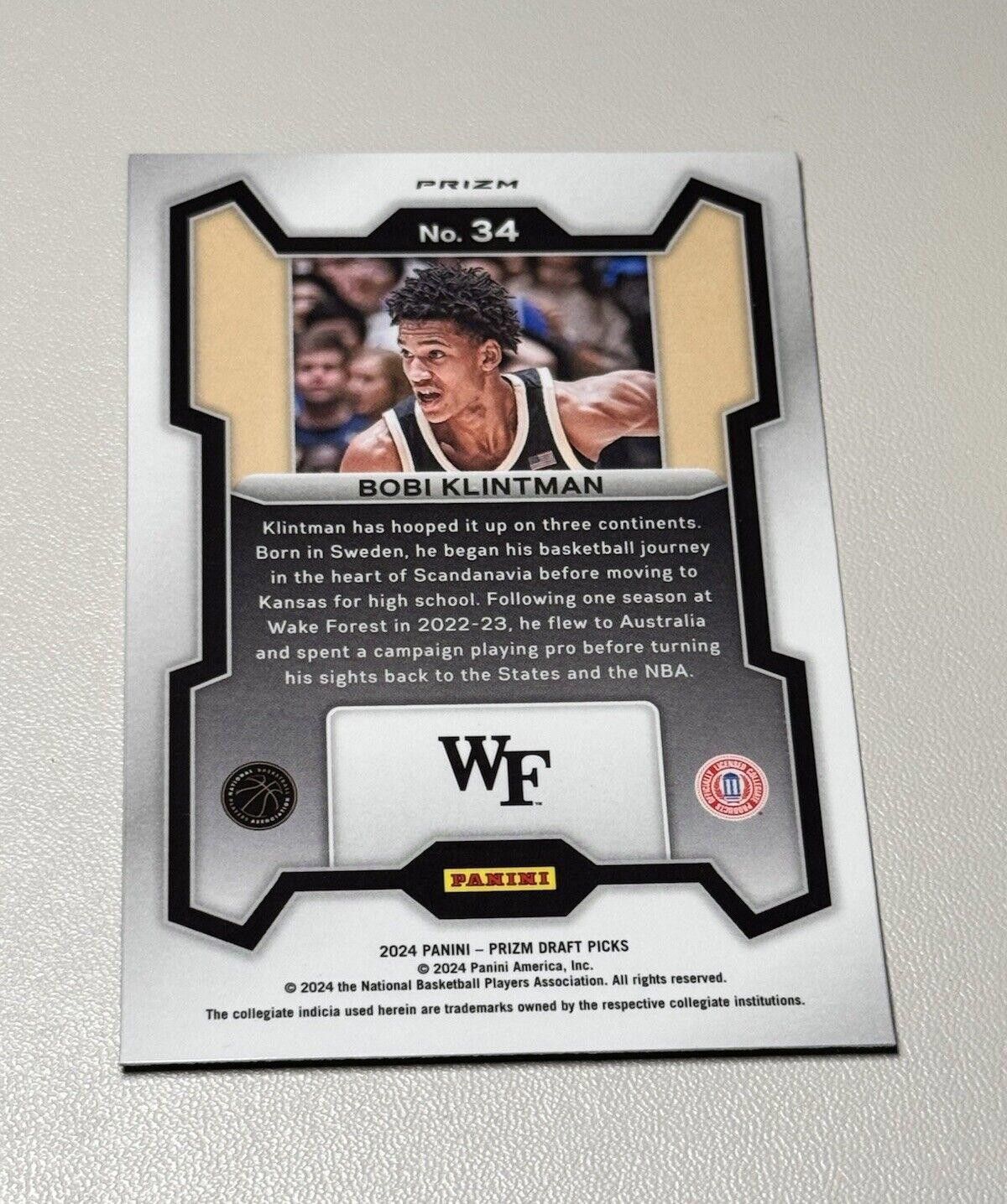 Other 2024 Panini Prizm Draft Picks Bobi Klintman RC Rookie Green Size ONE SIZE - 2 Thumbnail