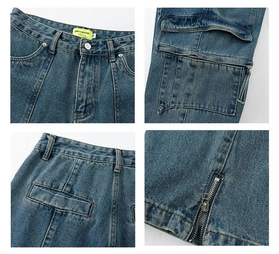 Japanese Brand × Jean Cargo Wide Leg Baggy Blue Denim Jeans Size US 32 / EU 48 - 8 Thumbnail