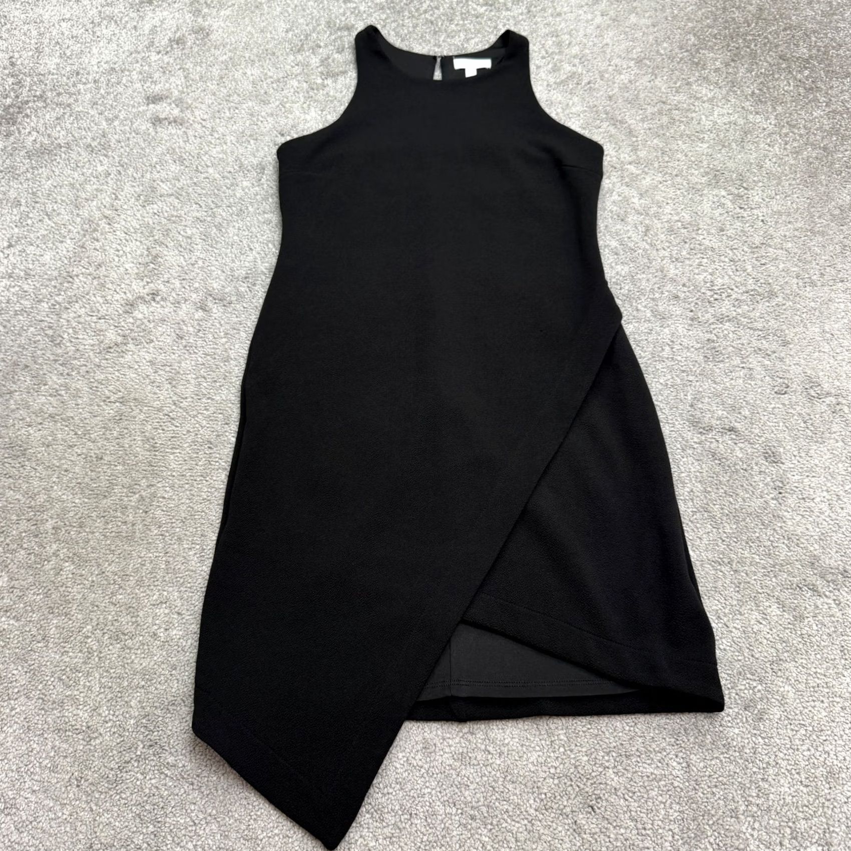 Vintage Leith Halter Asymmetrical Wrap Hem Sheath Dress Womens XS Black Crepe Stretch Size XS / US 0-2 / IT 36-38 - 2 Thumbnail