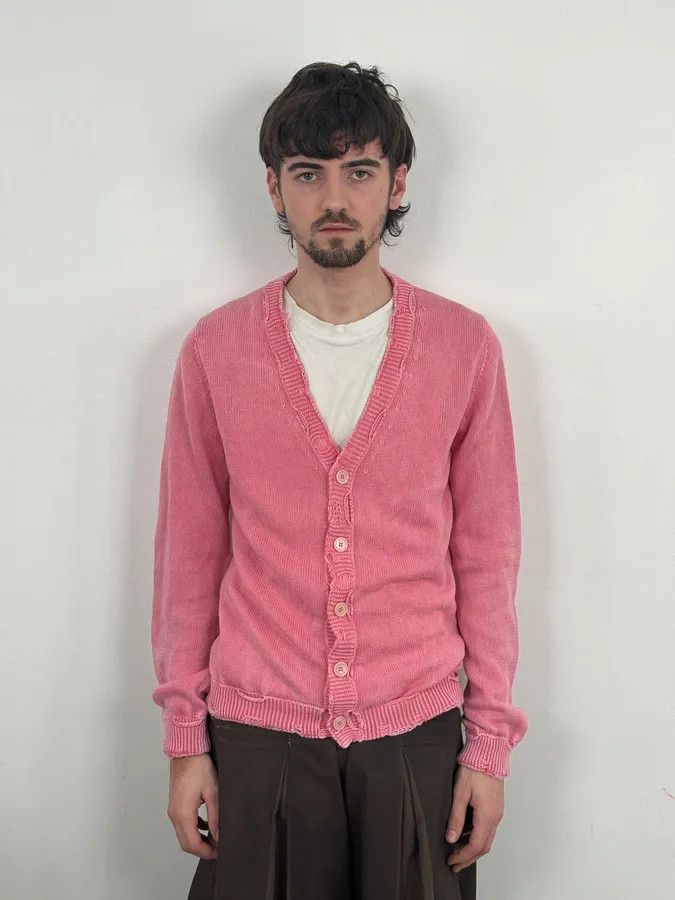 Daniele Alessandrini Daniele Alessandrini Pink Distressed Cardigan Sweater Size US S / EU 44-46 / 1 - 2 Thumbnail