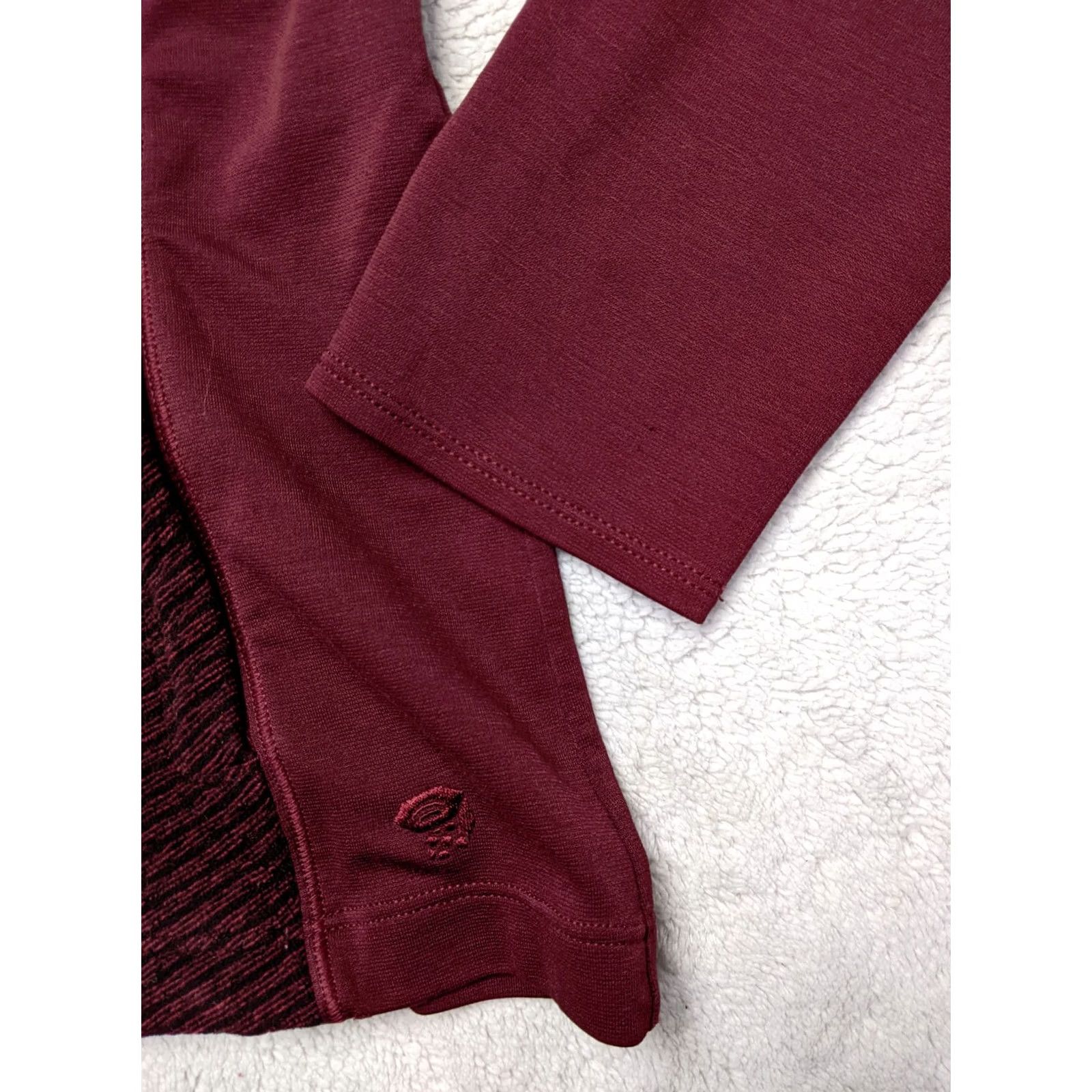Mountain Hardwear Mountain Hardwear Womens Fleece Jacket Burgundy Black Stripe Full Zip Mock M Size M / US 6-8 / IT 42-44 - 3 Thumbnail