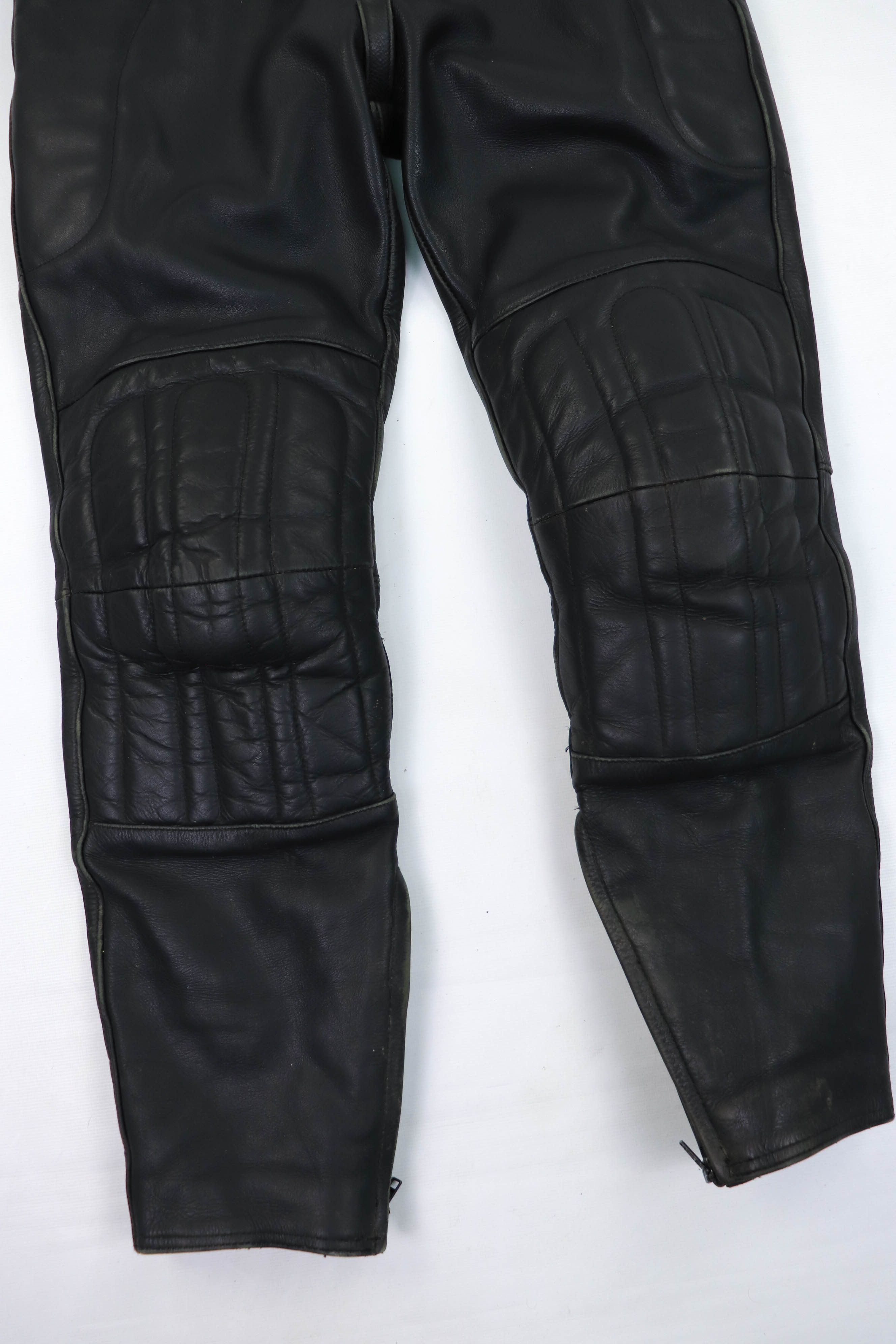 Genuine Leather 00s Vintage ASHMAN Black Genuine Cowhide Leather Biker Pants Size US 32 / EU 48 - 6 Thumbnail